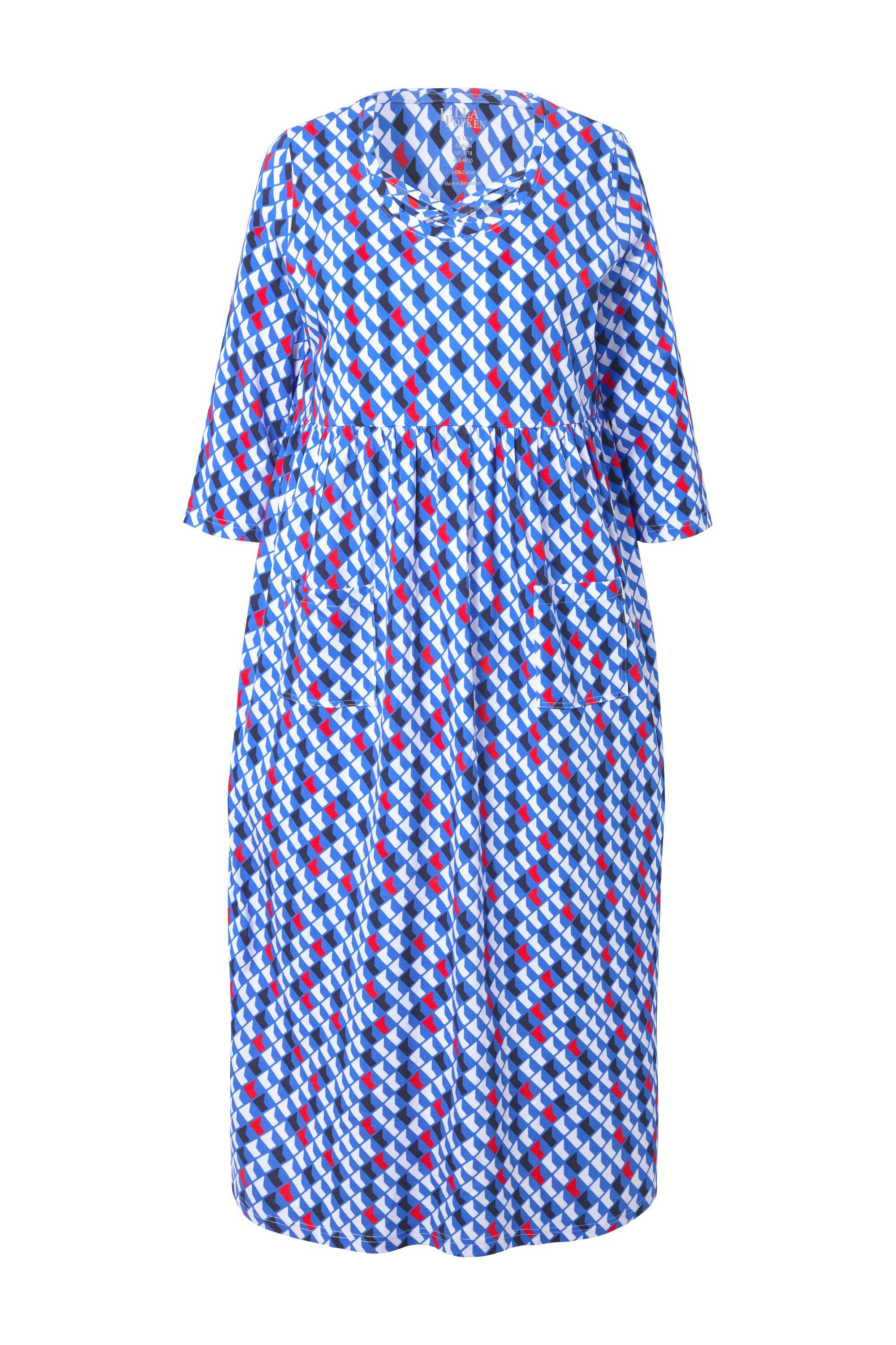 Ulla Popken Maxikleid Jerseykleid Zierbänder A-Linie günstig online kaufen