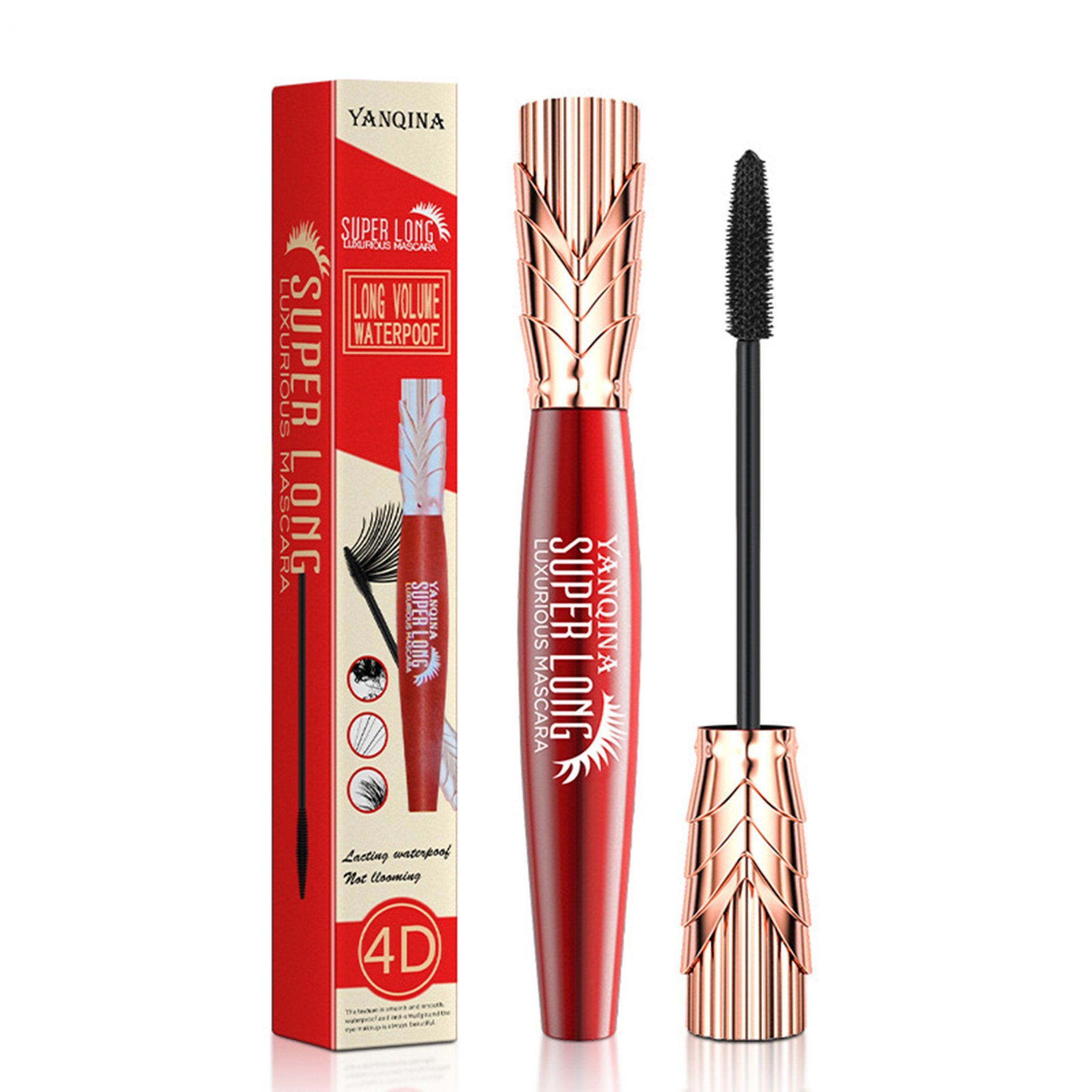 KINSI Mascara 4D Wasserfeste Wimperntusche - Wischfest & Volumenverstärkend, Langanhaltend bis zu 24h - Ideal für natürlichen & dramatischen Look