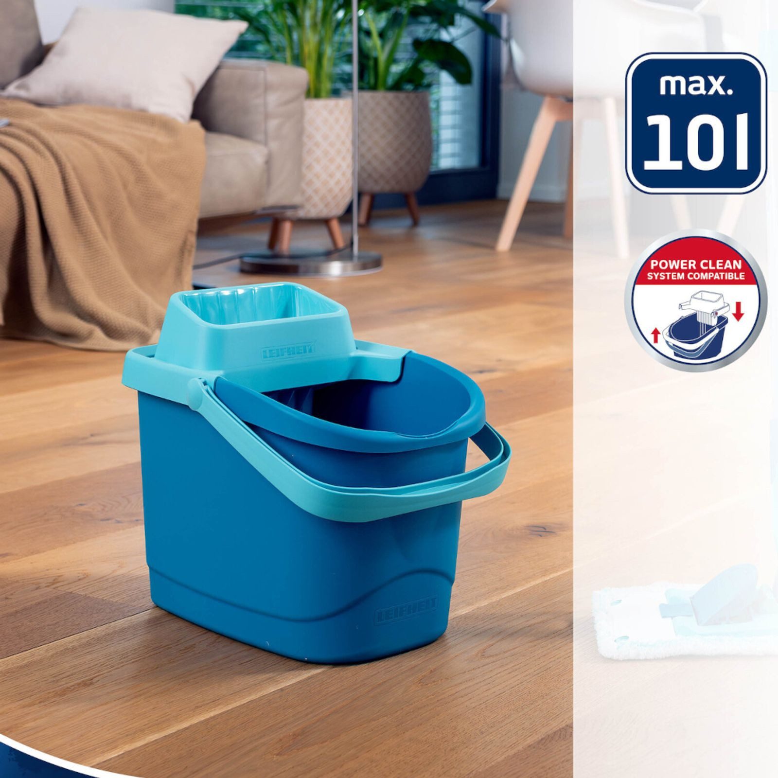Leifheit Putzeimer Leifheit Putzeimer POWER CLEAN 10 l ergonomisch mit Ausguss