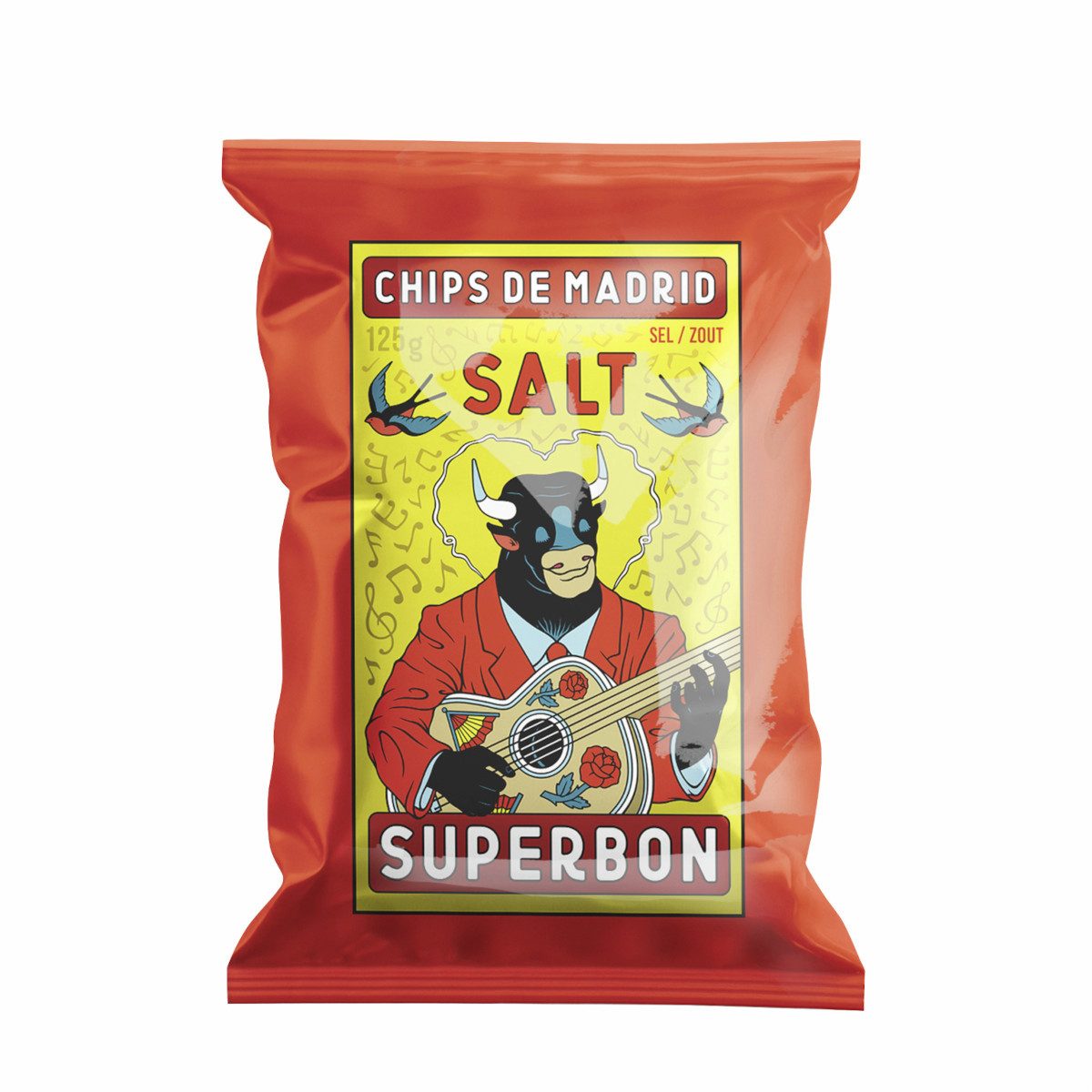 Superbon Knabberei, Superbon Chips Salt Kartoffelchips mit Salz Packung 125g