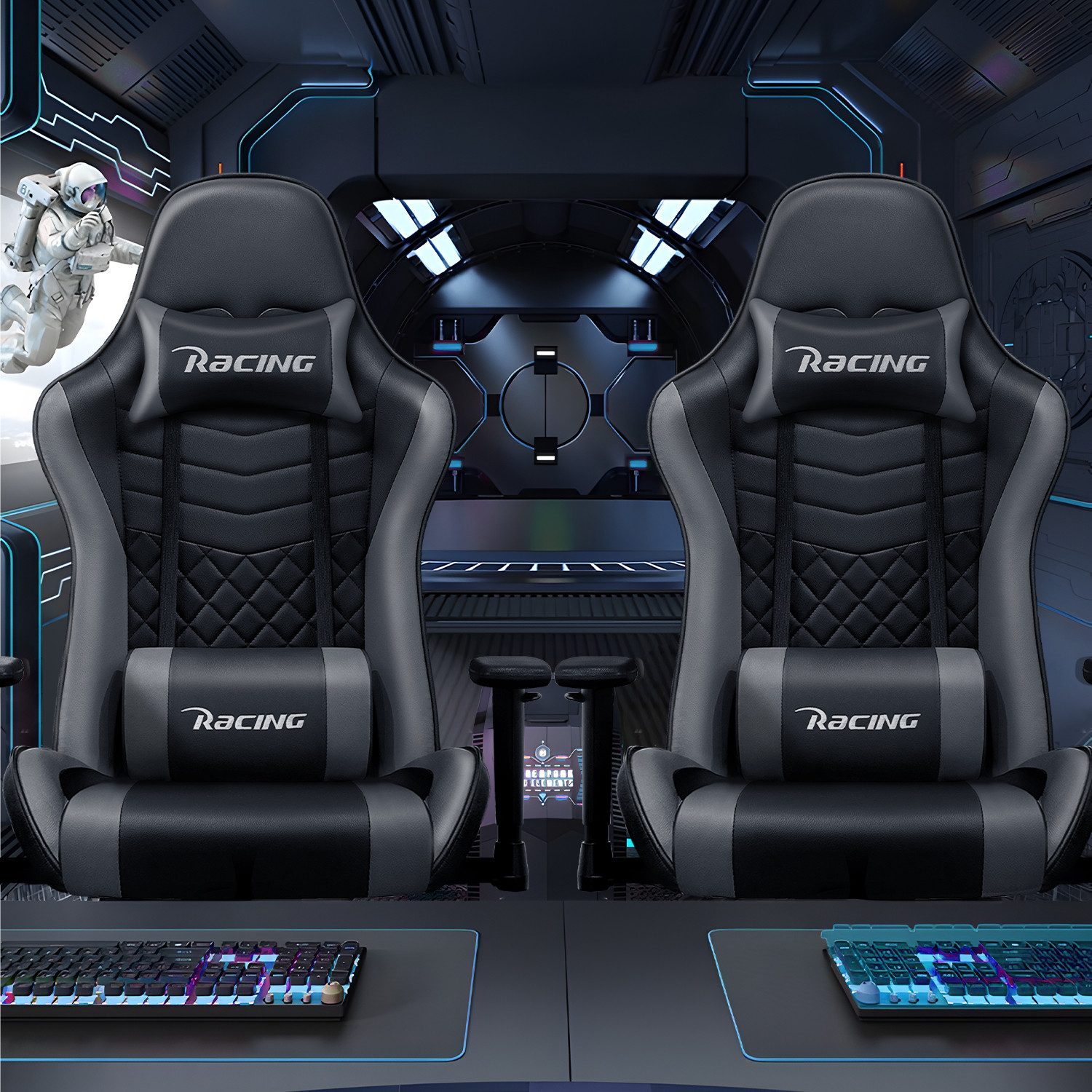 Hiazurm Gaming-Stuhl Gaming Stuhl, Bürostuhl Ergonomisch, Gaming Chair (Ergonomischer Gamer Stuhl mit Wippfunktion, bis 150 kg Belastbarkeit), Gaming Stuhl Büro – Bild 3 von 5