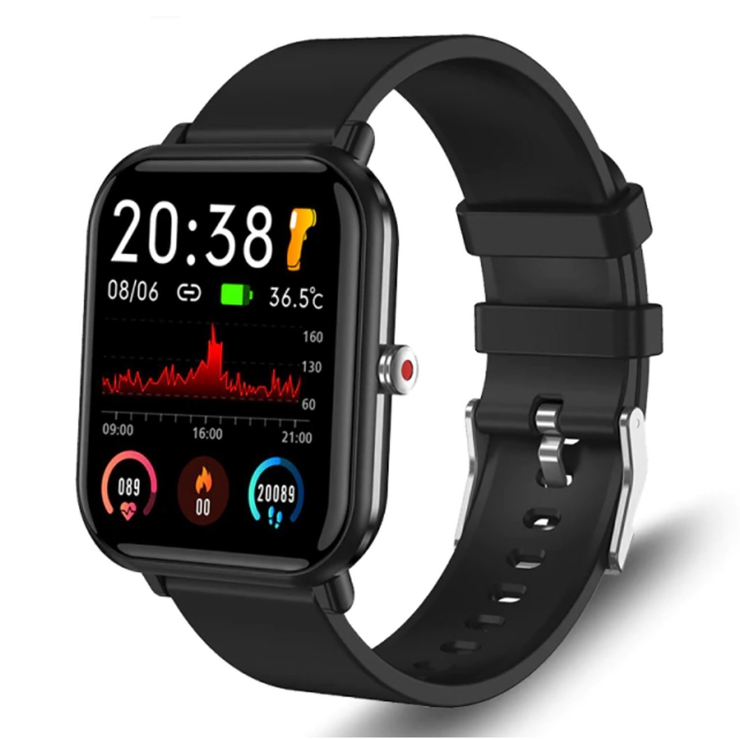 Manike T45MH Smartwatch (4,3 cm/1,69%27%27 HD Voll Touchscreen Zoll) Spar - Set, mit wechselband aus weichem Silikon und Ladenkabel, Herzfrequenzmesser, Analyse von EKG-Daten, Blutdruckmessgerät