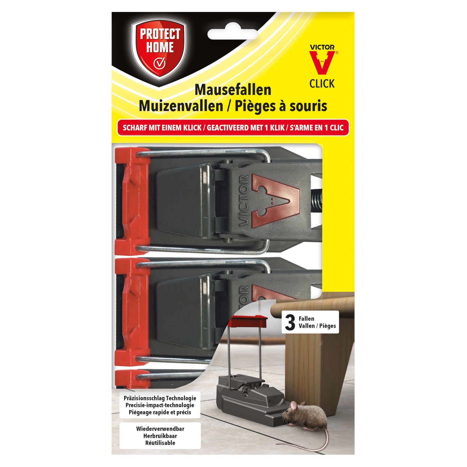Protect Home Schlagfalle Mausefallen Click 3 Stück