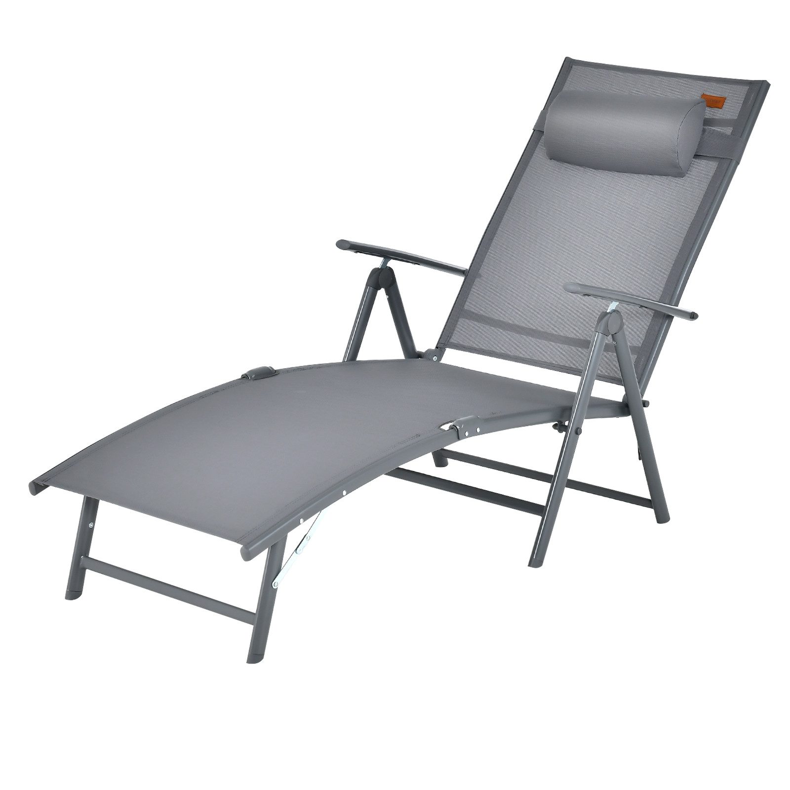 COSTWAY Gartenliege Sonnenliege, klappbar, 7-fach verstellbar, mit Kopfstütze