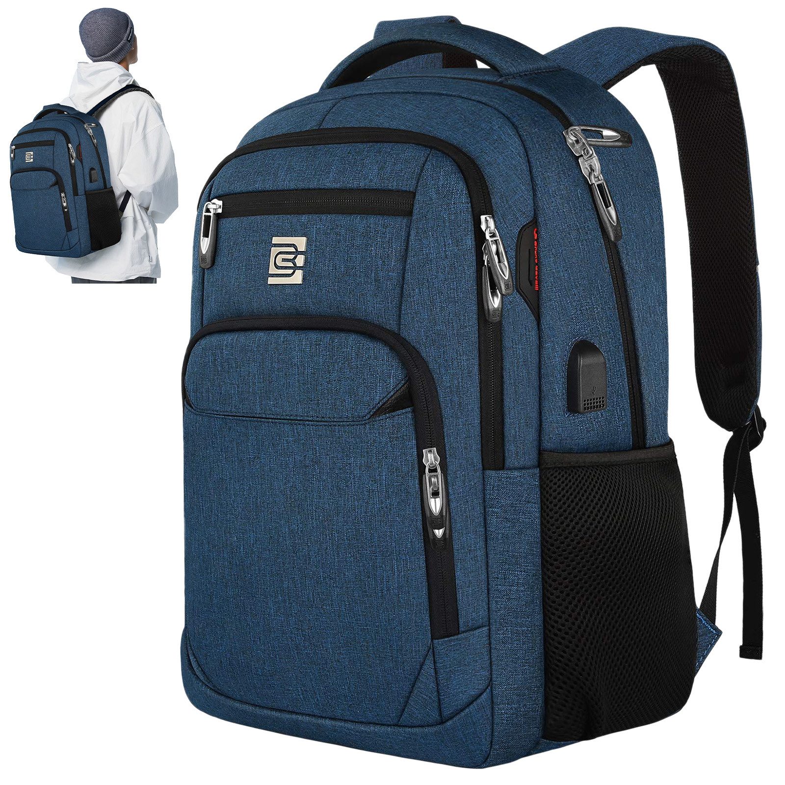 OKWISH Laptoprucksack Laptop Рюкзаки Schulrucksack Wasserbeständig Laptoptasche (Uni Tasche Businessrucksack Sportrucksack, Backpack mit Laptopfach, Anti-Diebstahl, mit USB-Anschluss), Herren Damen Jungen Teenager Arbeit Business Freizeit Reisen