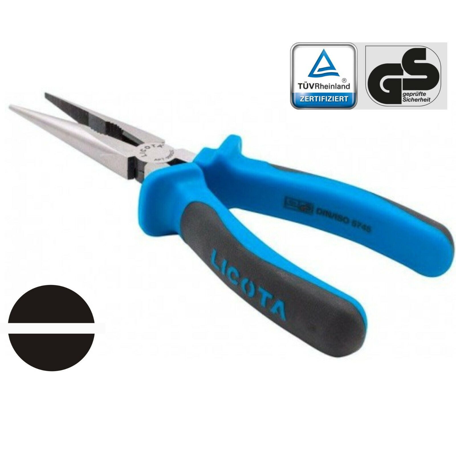 Boni-Shop Spitzzange Spitzzange, Flachrundzange, 140mm, DIN ISO 5745, GS geprüft