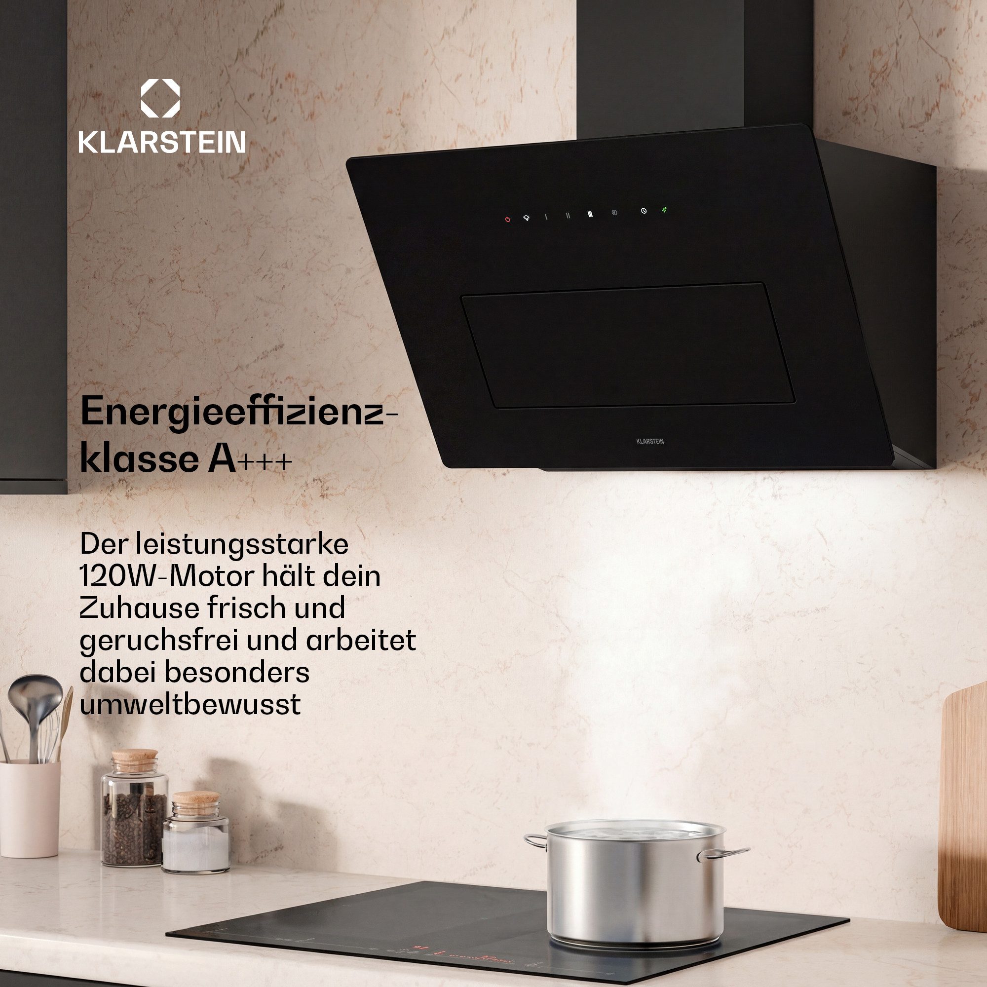 Klarstein Deckenhaube SleekAir 60cm 720m³/h Kopffreihaube Schwarz SleekAir 60cm 720m³/h Kopffreihaube Schwarz