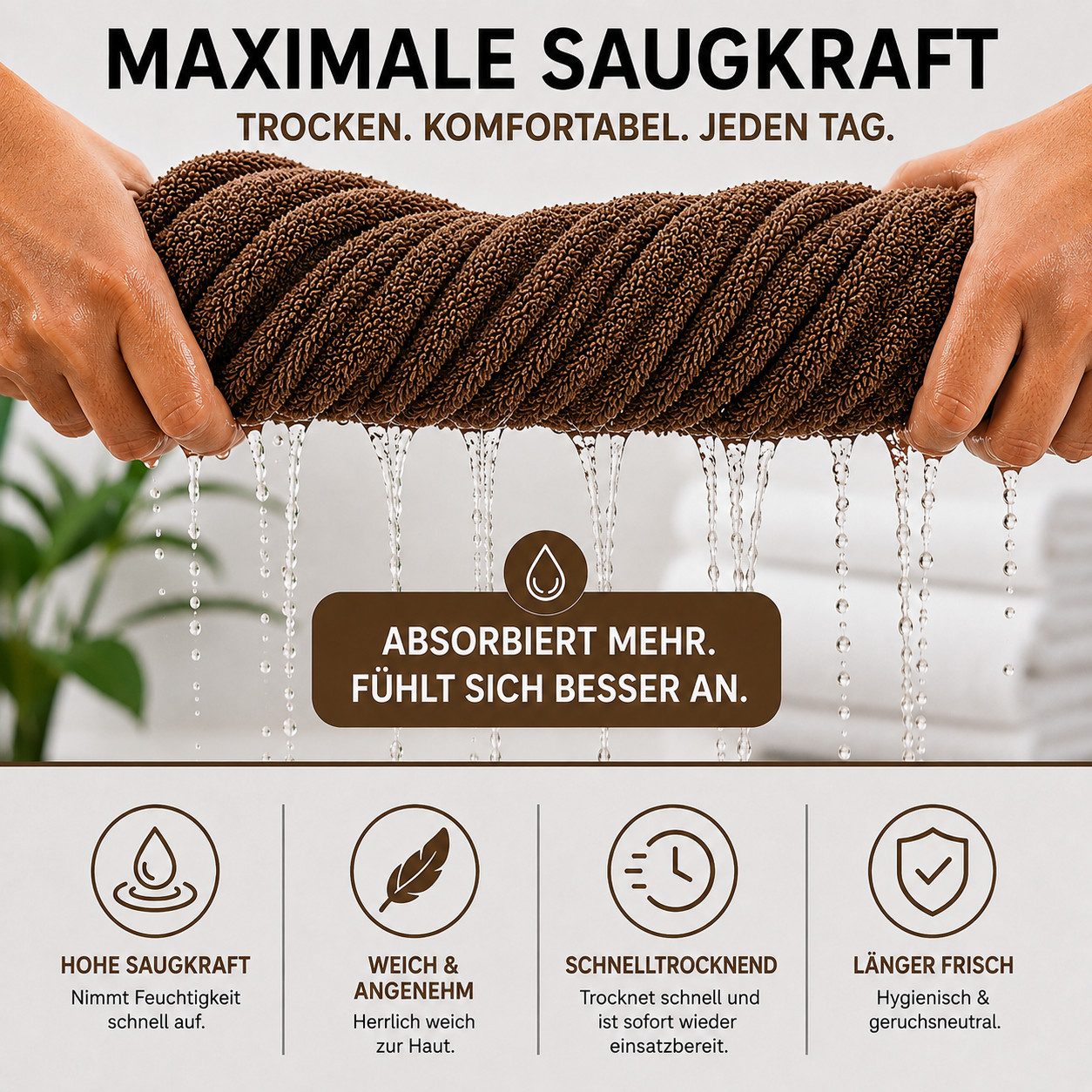 Komfortec Handtuch Set Premium 8x Handtuch & Badetuch Set - 4er 50x100 + 4er 70x140 cm, Frottee (8-St), 100% Baumwolle, Weich, 470 g/m2 – Bild 4 von 5