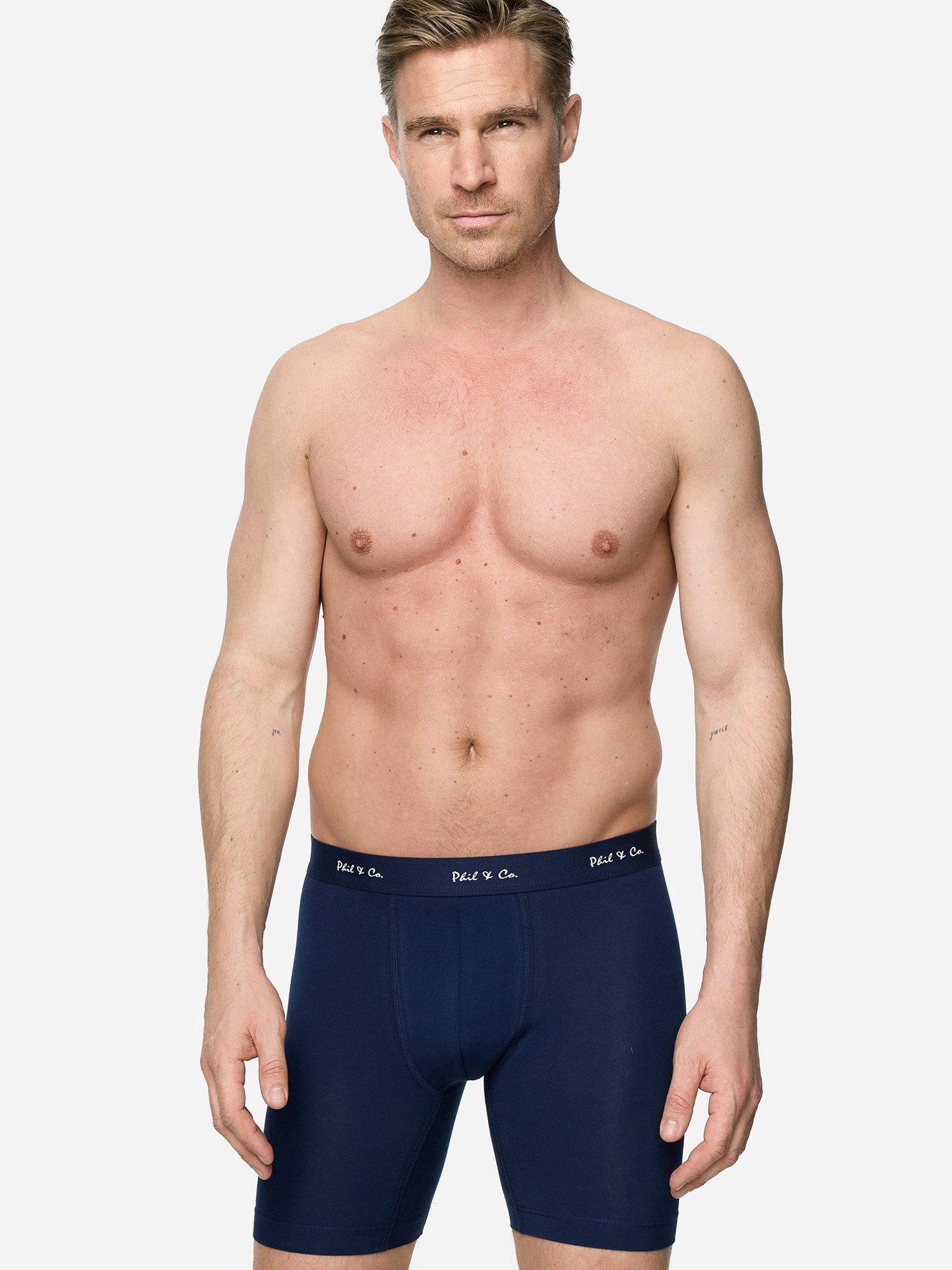Phil & Co. Langer Boxer Long Boxer Briefs - langes Bein - Jersey - ohne störendes Etikett (3-St) Retroshorts Boxershorts Multipack Mehrpack Baumwolle Herren 3-P – Bild 5 von 5