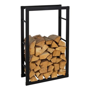 ML-DESIGN Kaminholzregal Brennholzregal Holzaufbewahrung Kaminholzständer Kaminholzhalter, Schwarz 60x100x25cm rechteckig Metall Innen/Außen für Kamin/Ofen