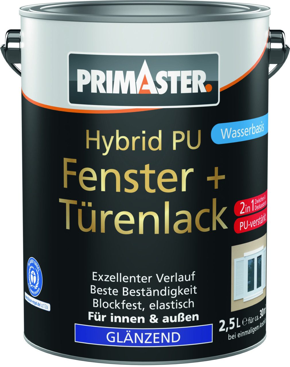 Primaster Tür- und Fensterlack Primaster Hybrid PU-Fenster + Türenlack 2,5 L weiß