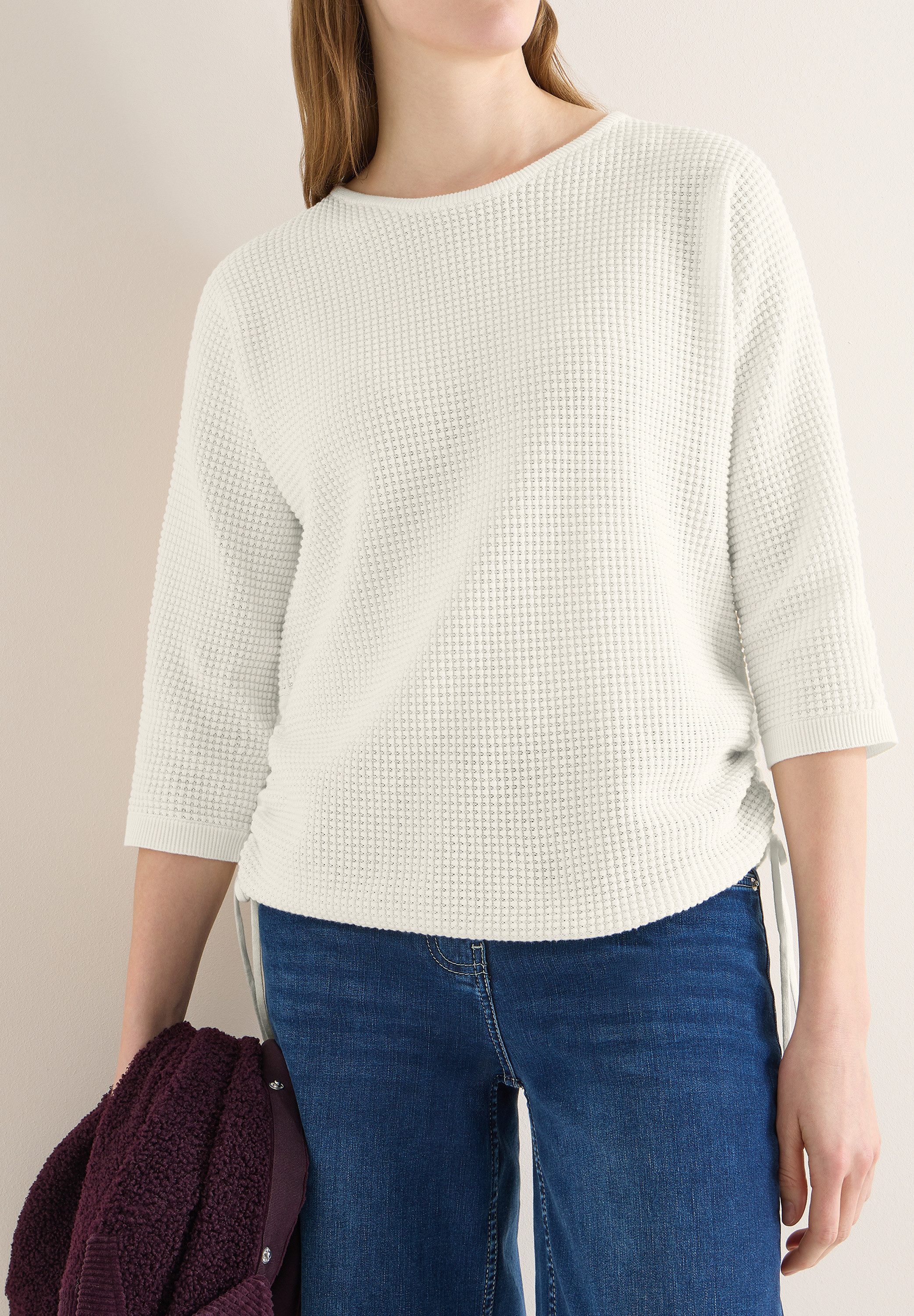 CECIL 3/4 Arm-Pullover mit seitlicher Raffung und Bindebändern günstig online kaufen