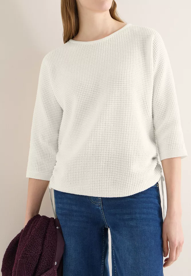 cecil 3/4 Arm-Pullover mit seitlicher Raffung und Bindebändern