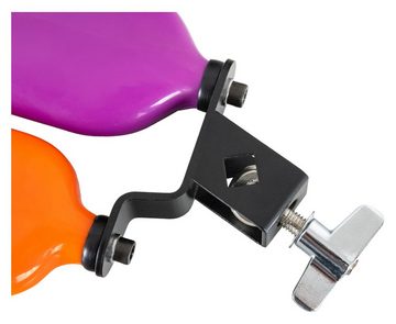 XDrum Percussion-Set Percussion Block Dual - Zwei unterschiedlich gestimmte Agogo-Blocks an einer Halterung - Aus unverwüstlichem Kunststoff - Kräftiger, durchsetzungsfähiger Ton - Violett/Orange, Agogo Bells aus Kunststoff!