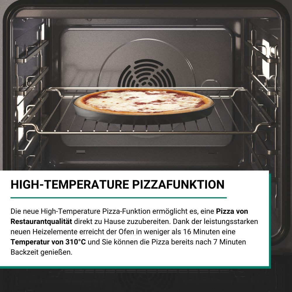 BAUKNECHT Pyrolyse Backofen BBI4S8PM1SK, mit 1-fach-Teleskopauszug, Pyrolyse-Selbstreinigung, Restaurant-Pizza daheim: 310°C Pizza-Funktion