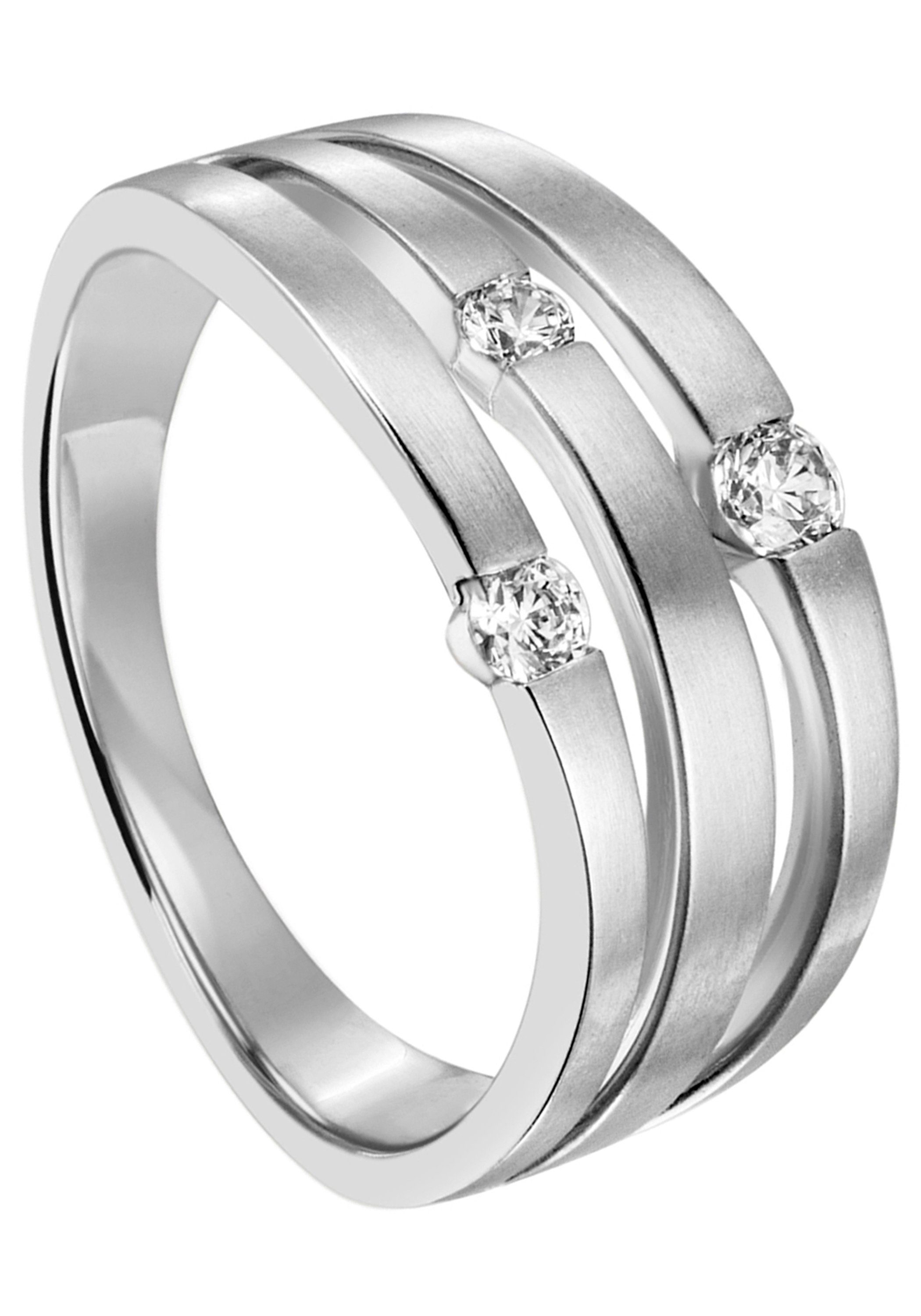 Damen Schmuck JOBO Fingerring Ring mit 3 Diamanten, 585 Weißgold
