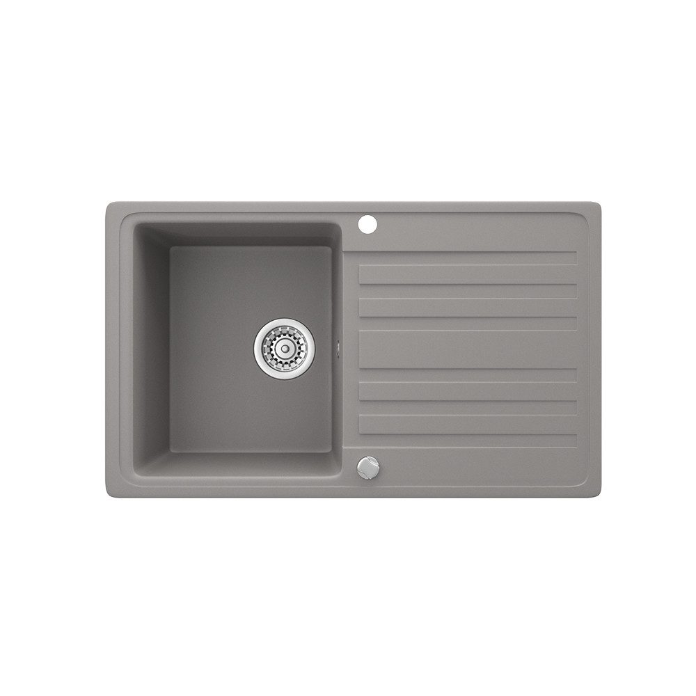 Bergstroem Granitspüle, Beton, 76 x 46 cm mit Trockenplatz, Rechteckig, 76.5/46 cm, beidseitig montierbar