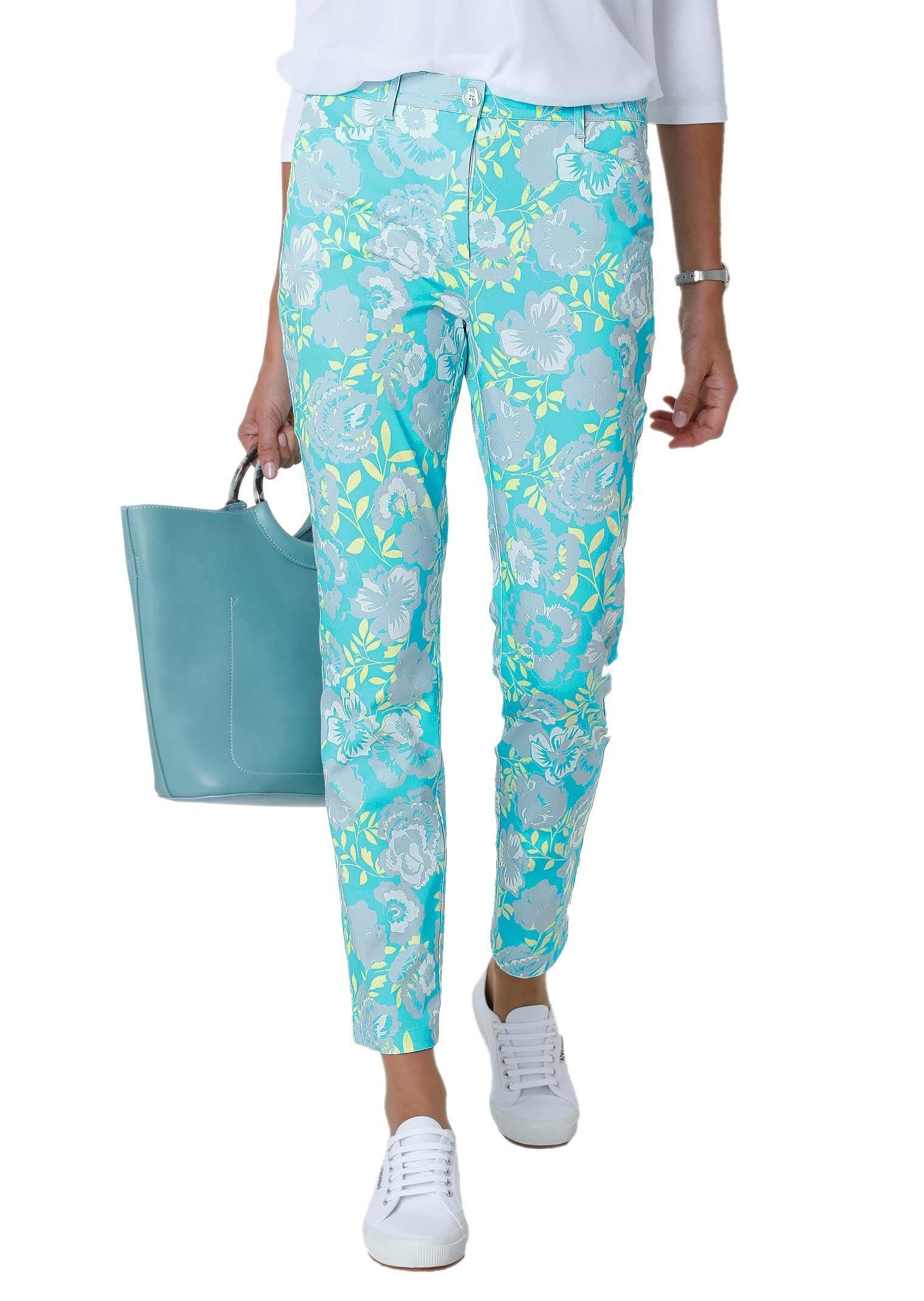 GOLDNER Stoffhose Druckhose Carla mit ausgefallenem Blumenmuster