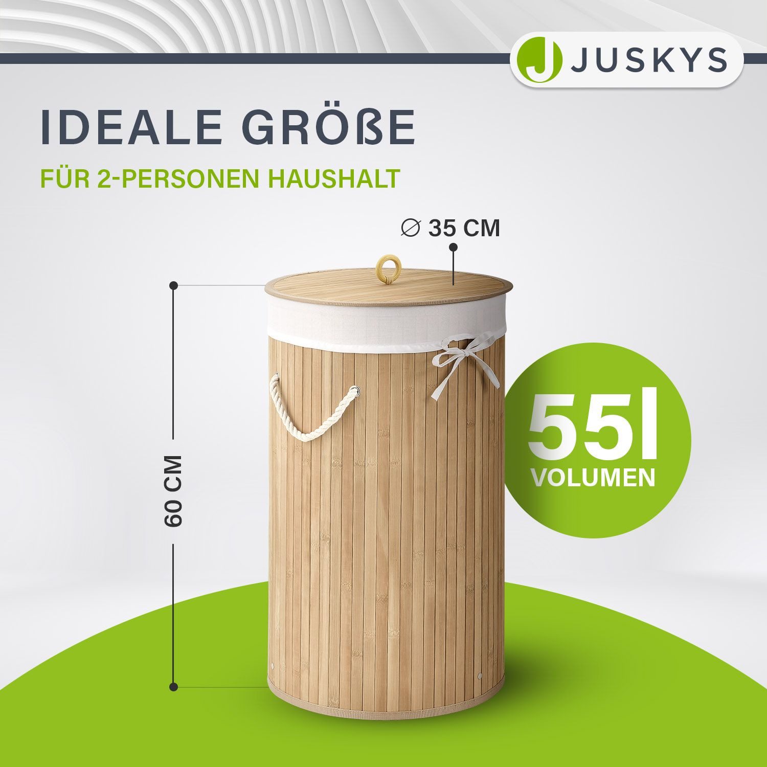 Juskys Wäschekorb Curly-Round, 55 l, mit günstig online kaufen