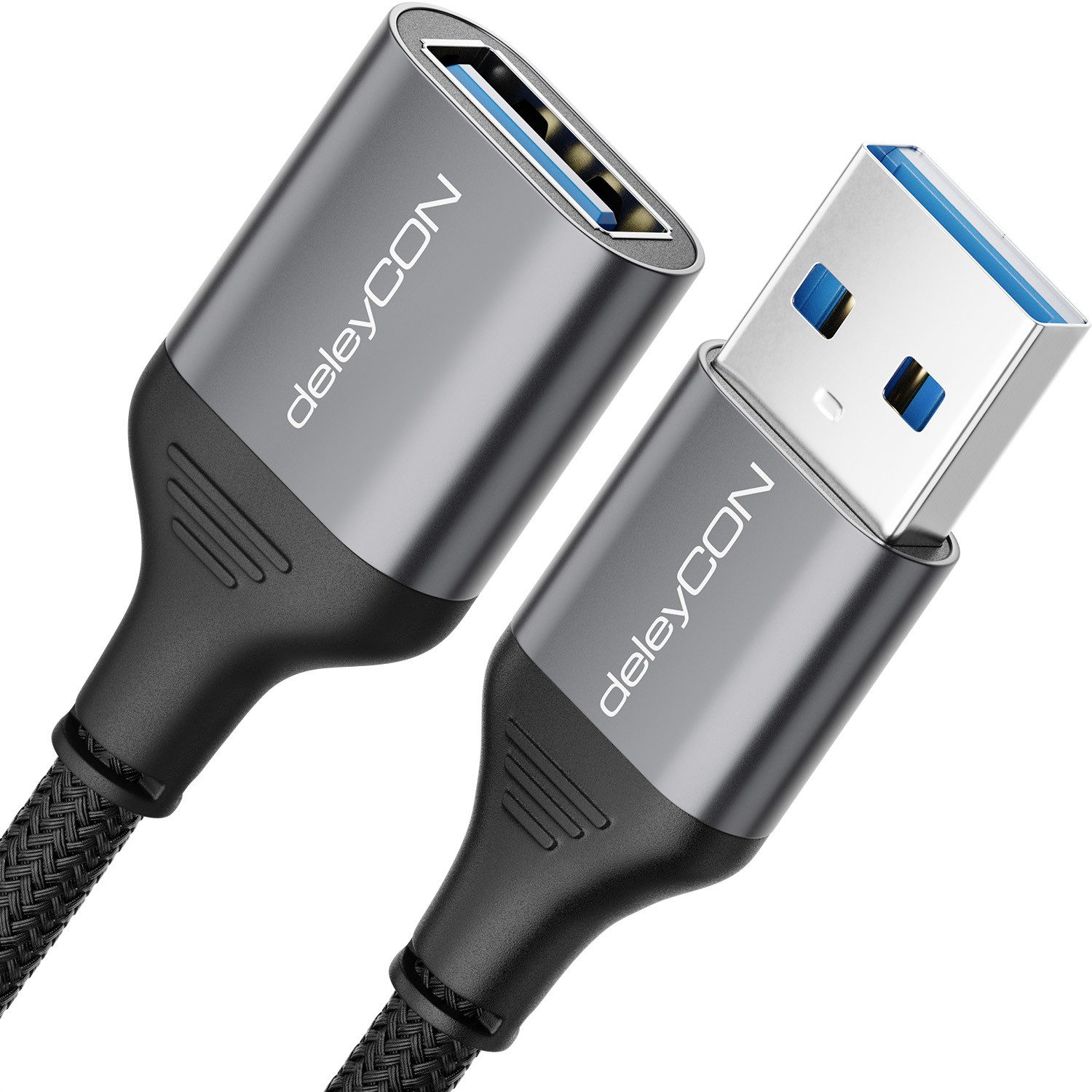 deleyCON deleyCON 3m USB3.0 A-A Verlängerung (5Gbps, Alu) Kartenleser/Drucker USB-Kabel