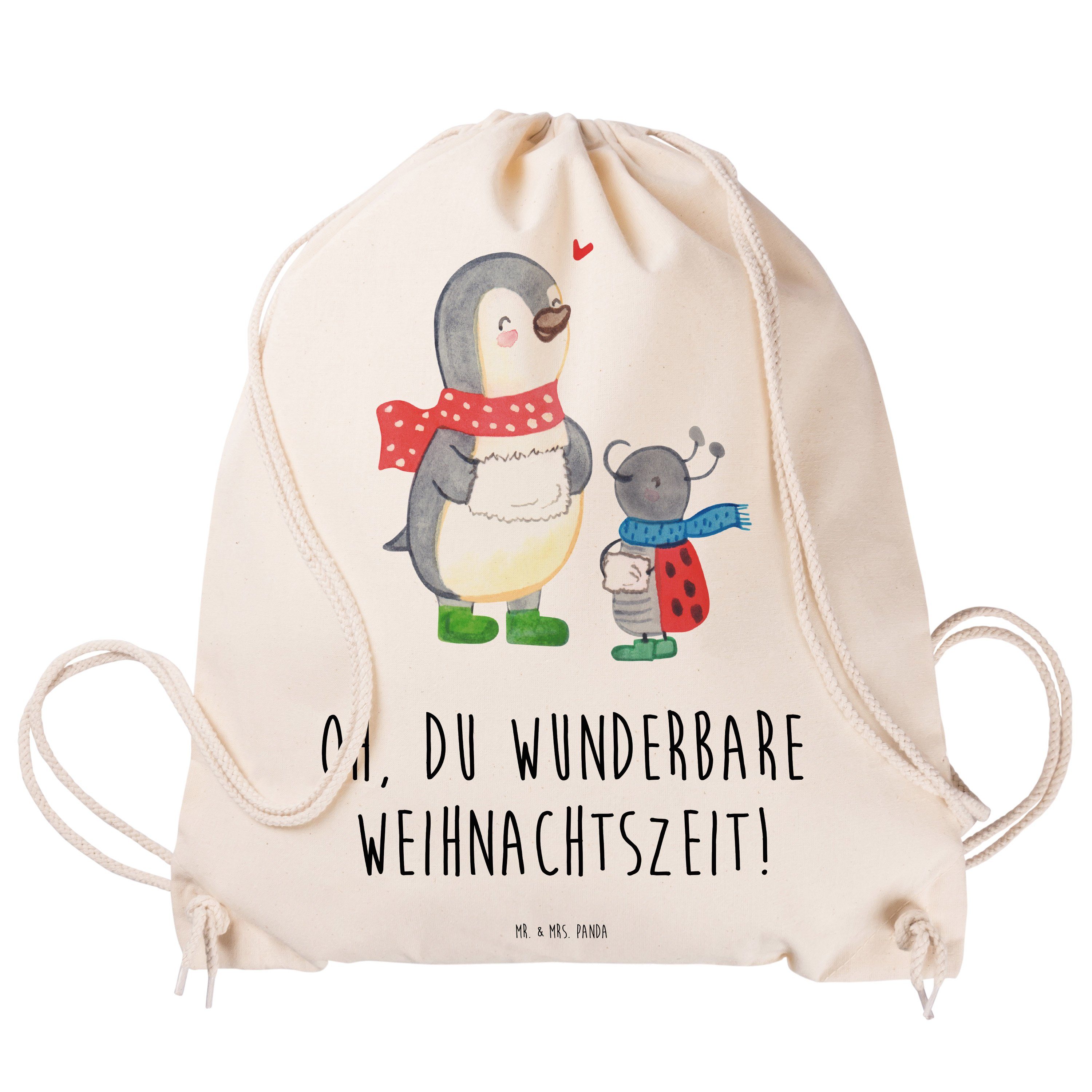 Turnbeutel, - Sporttasche Transparent Smörle Panda Geschenk, Mr. (1-tlg) & Wintermotiv, - Winterzeit Mrs.