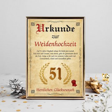 Tigerlino Poster Urkunde zum 51. Hochzeitstag Geschenk 51. Jahrestag Karte Ehepaar, Weidenhochzeit