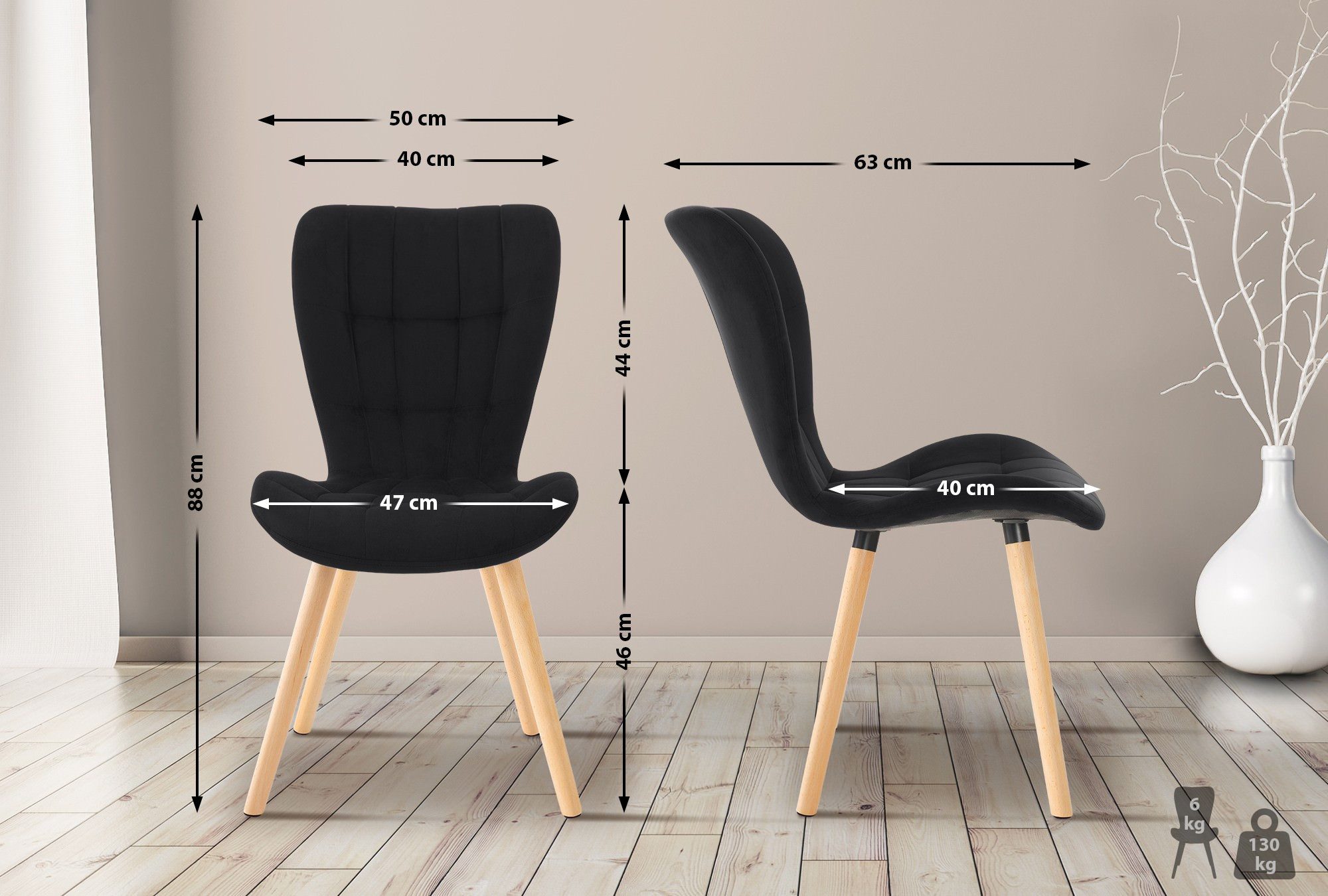 CLP Esszimmerstuhl Elda (2er Set), Samt, günstig online kaufen