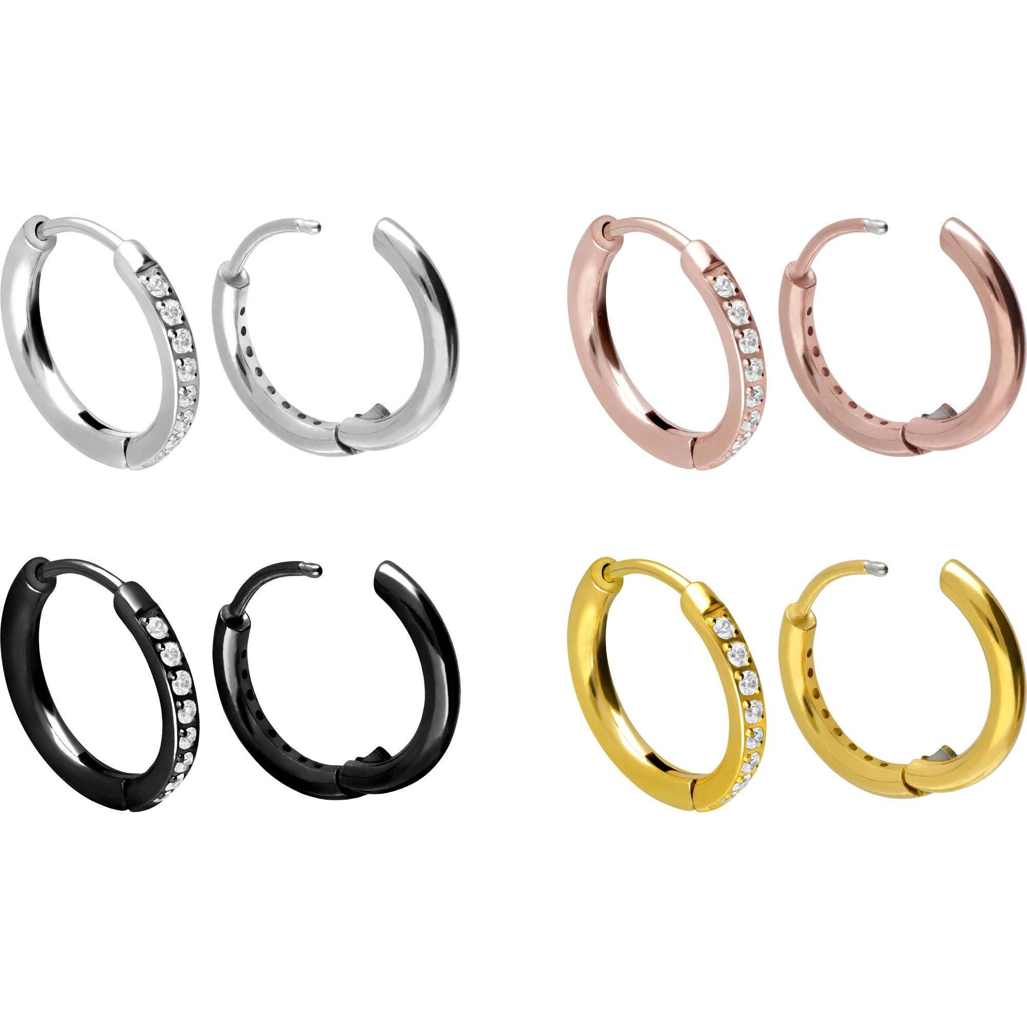 FILANGO Paar Creolen Chirurgenstahl Ohrclicker Creolen EINGEFASSTE KRISTALLE (Creolen, 1-tlg)