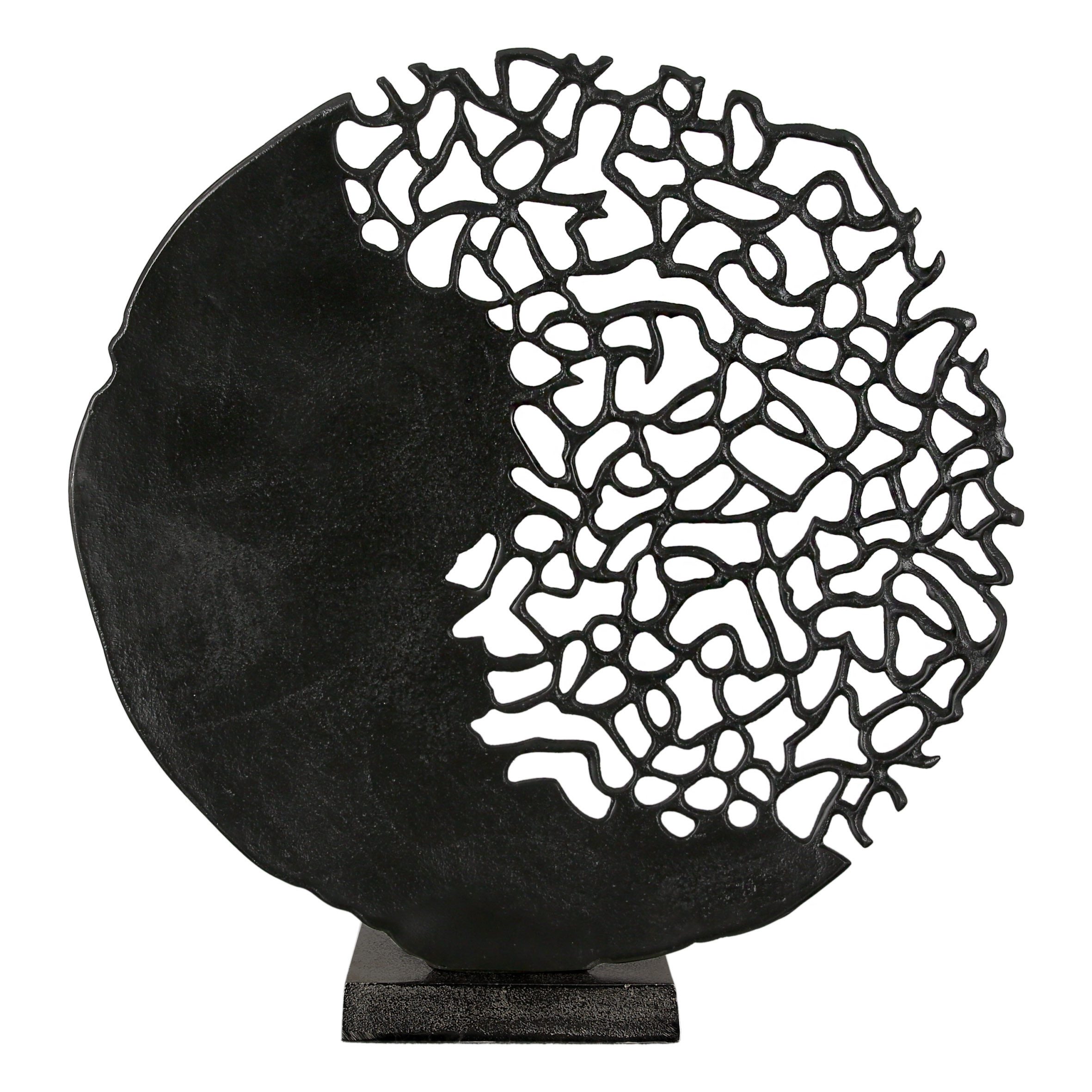 GILDE Skulptur OSAKA Skulptur - schwarz - Aluminium - H. 44cm x B. 41cm - Figur (1 Stück), Große Metallfigur - Runde Dekoskulptur für stilvolle Einrichtung