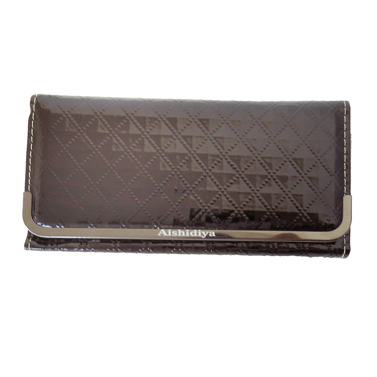 Sonia Originelli Umhängetasche Portemonnaie Optik glänzend Geldbörse Rauten, Damen schwarz 3D Lack Unifarben Clutch