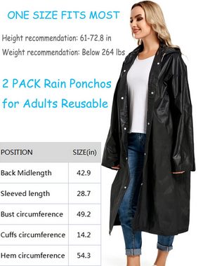 GOOLOO Regenjacke Regenjacke 2 Stück Regenponcho Herren Damen Wasserdicht