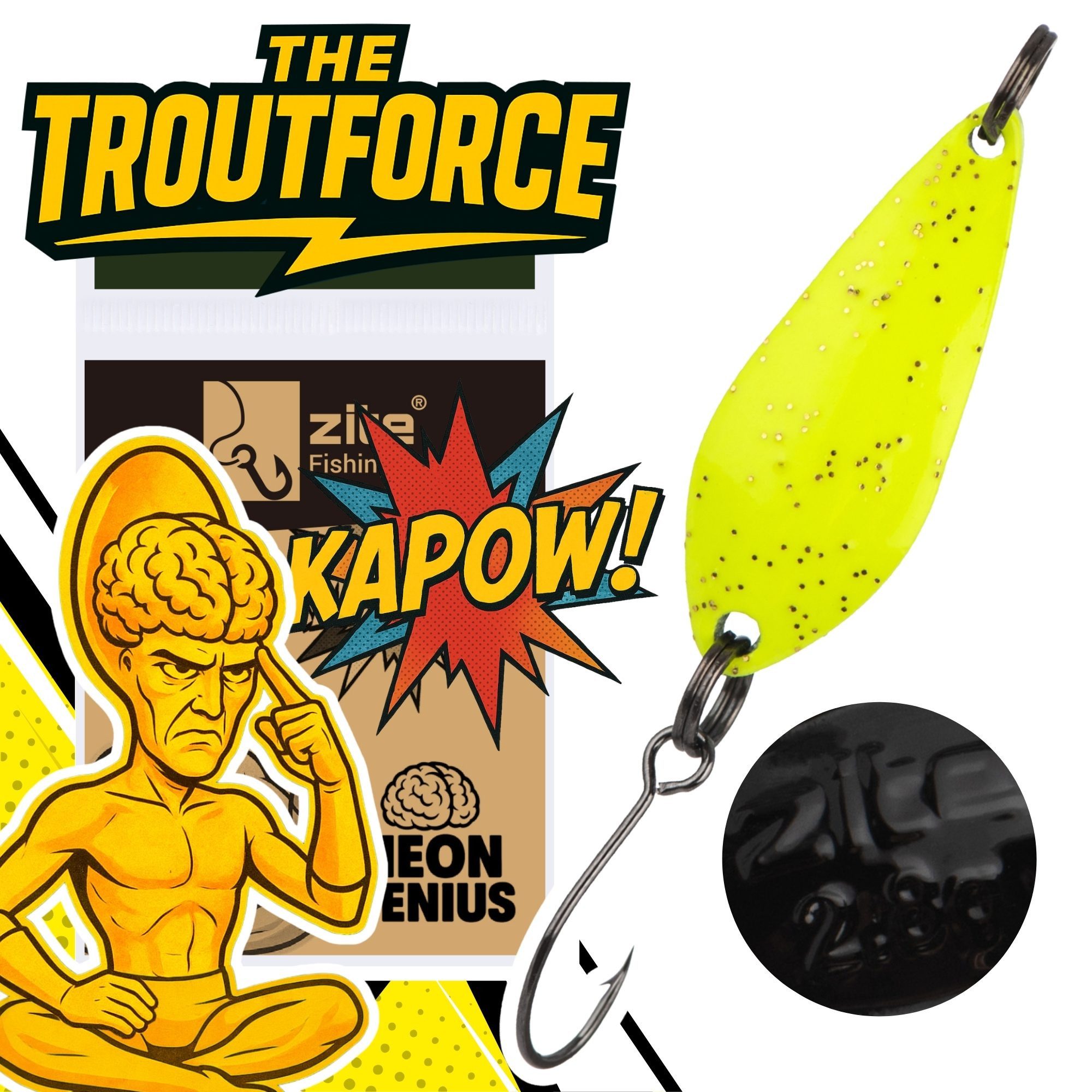 Zite Kunstköder The Troutforce Spoon KAPOW! 2,8g 5 Farben UV-aktiver Forellenspoon