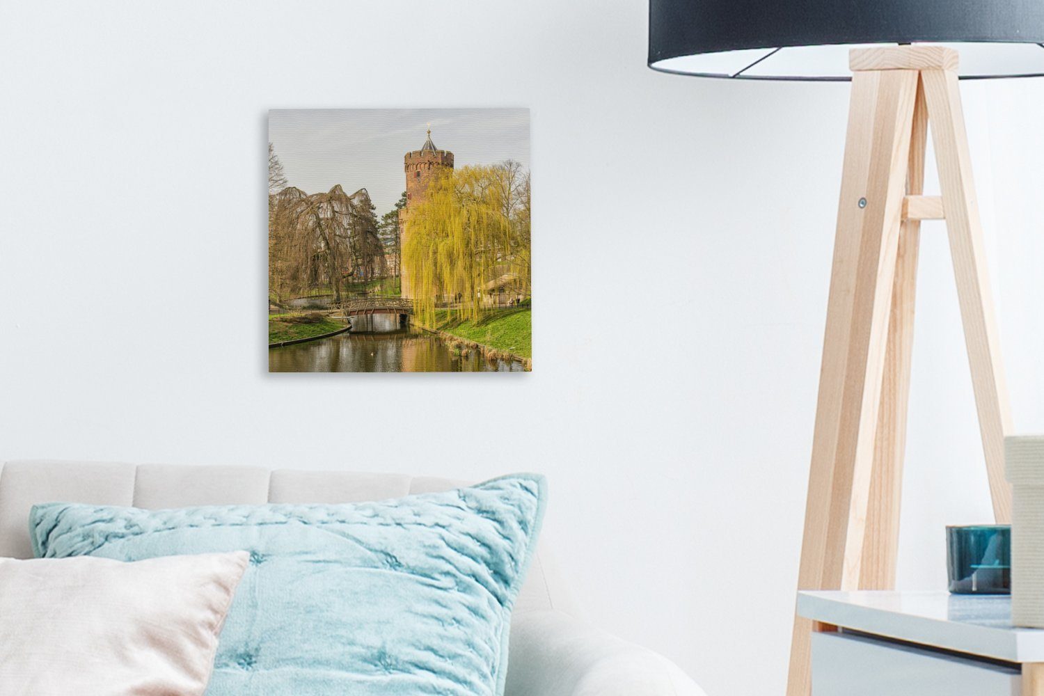 OneMillionCanvasses® Leinwandbild Wasser Leinwand für - Schlafzimmer - Nijmegen, Bilder (1 St), Wohnzimmer Baum