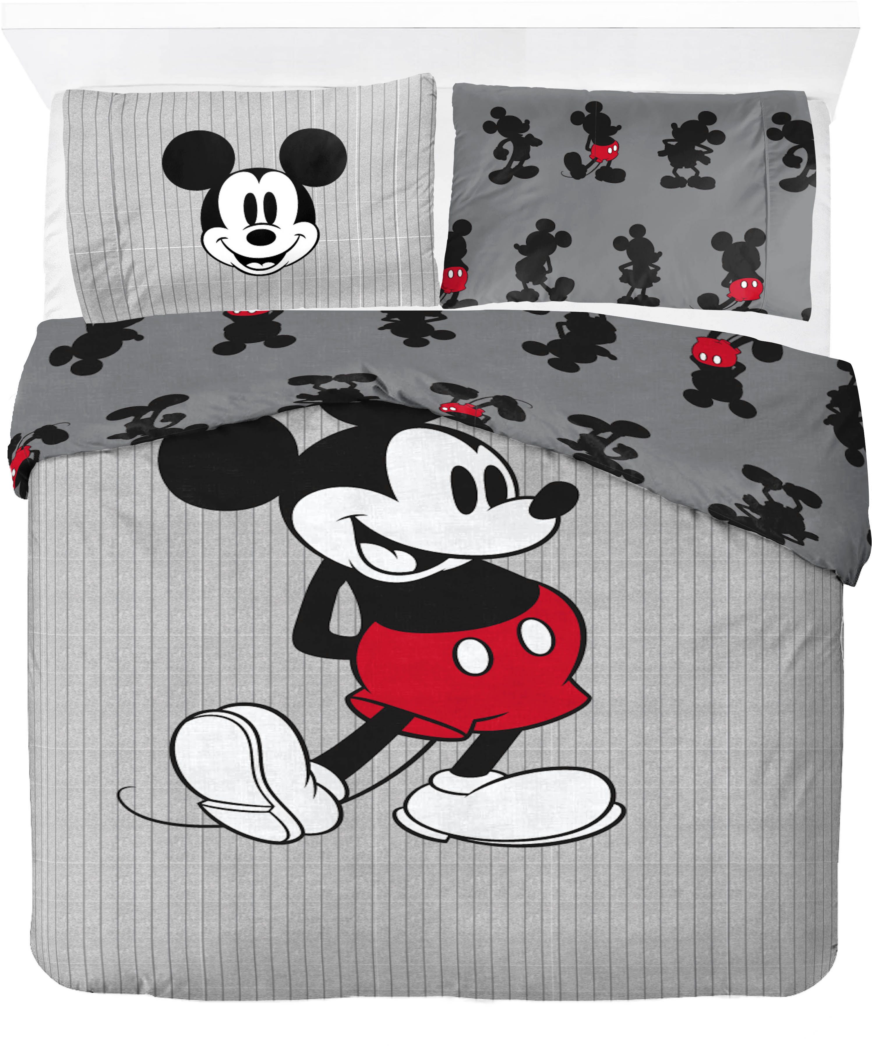 Disney Kinderbettwäsche Disney Mickey Mouse Bettbezug-Set 135x200 cm + Kissenbezug 80x80 cm, Washed Cotton, 2 teilig, 100 % Baumwolle, maschinenwaschbar, wendbar
