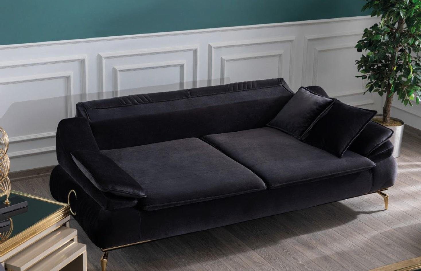 JVmoebel 3-Sitzer Elegantes Wohnzimmer Sofa 3 Sitzer Schwarz Design, Made in Europe