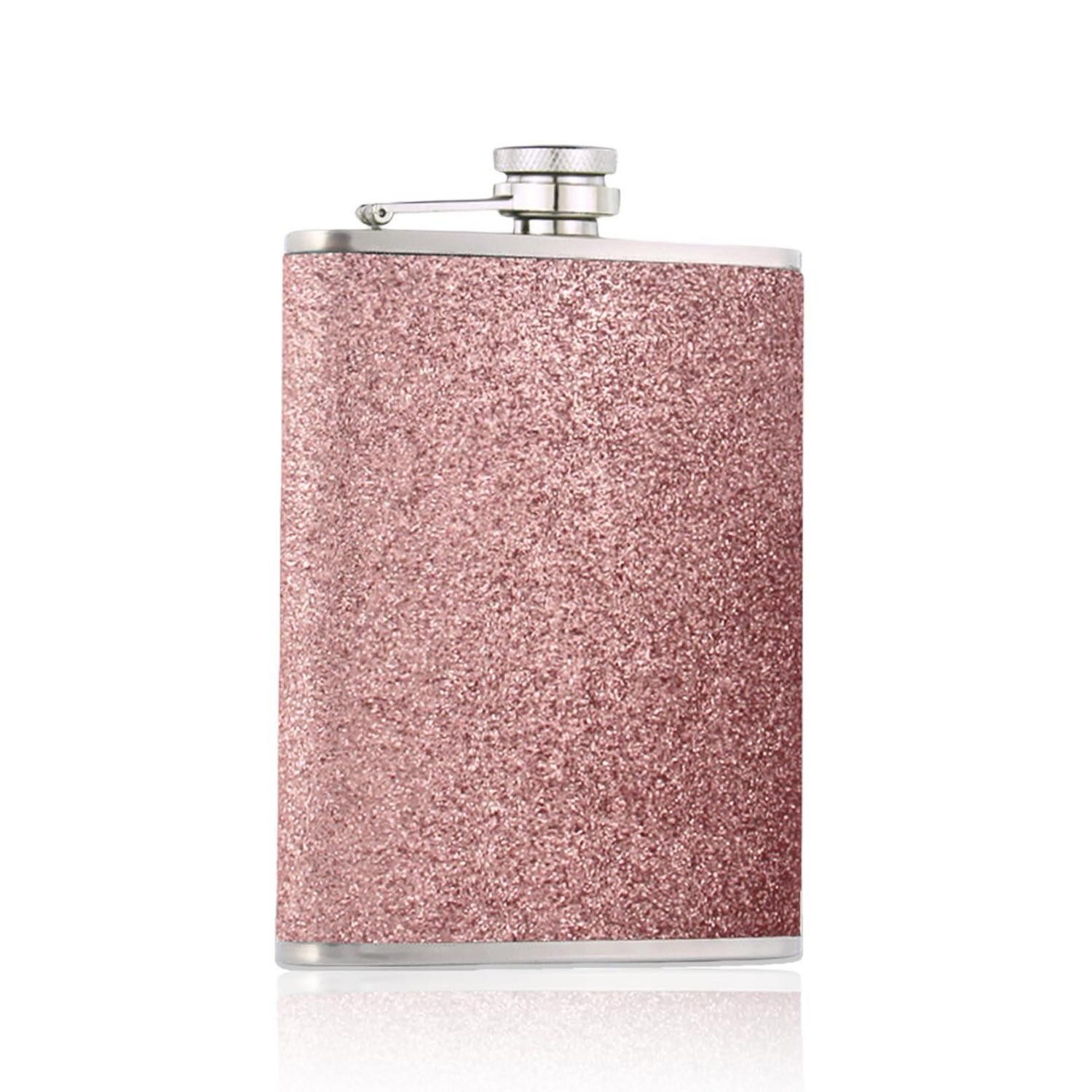 LuxusKollektion Flachmann Flachmann Edelstahl rosa 8Oz/240ml Glitzer