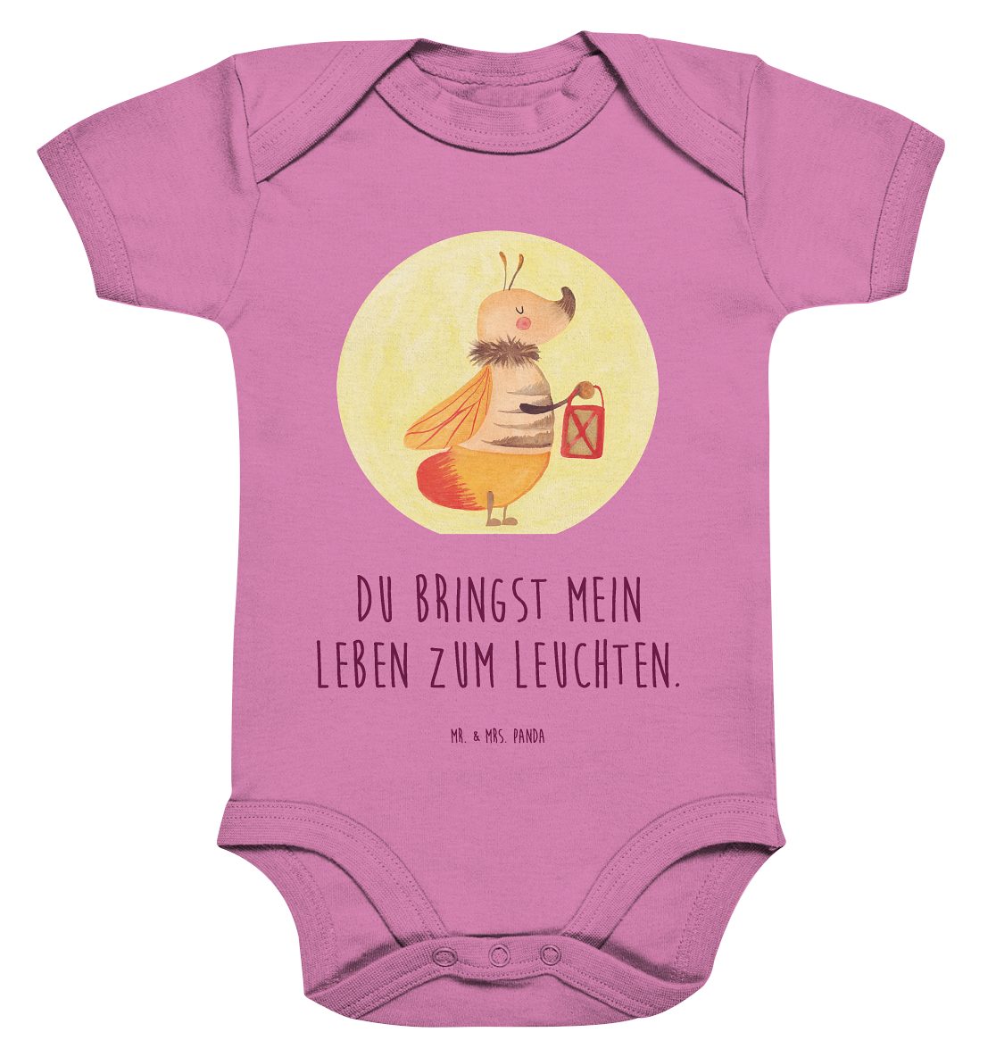 Mr. & Mrs. Panda Strampler 6. - 12. Monat Glühwürmchen - Bubble Gum Pink - Geschenk, Strampler, (1-tlg)