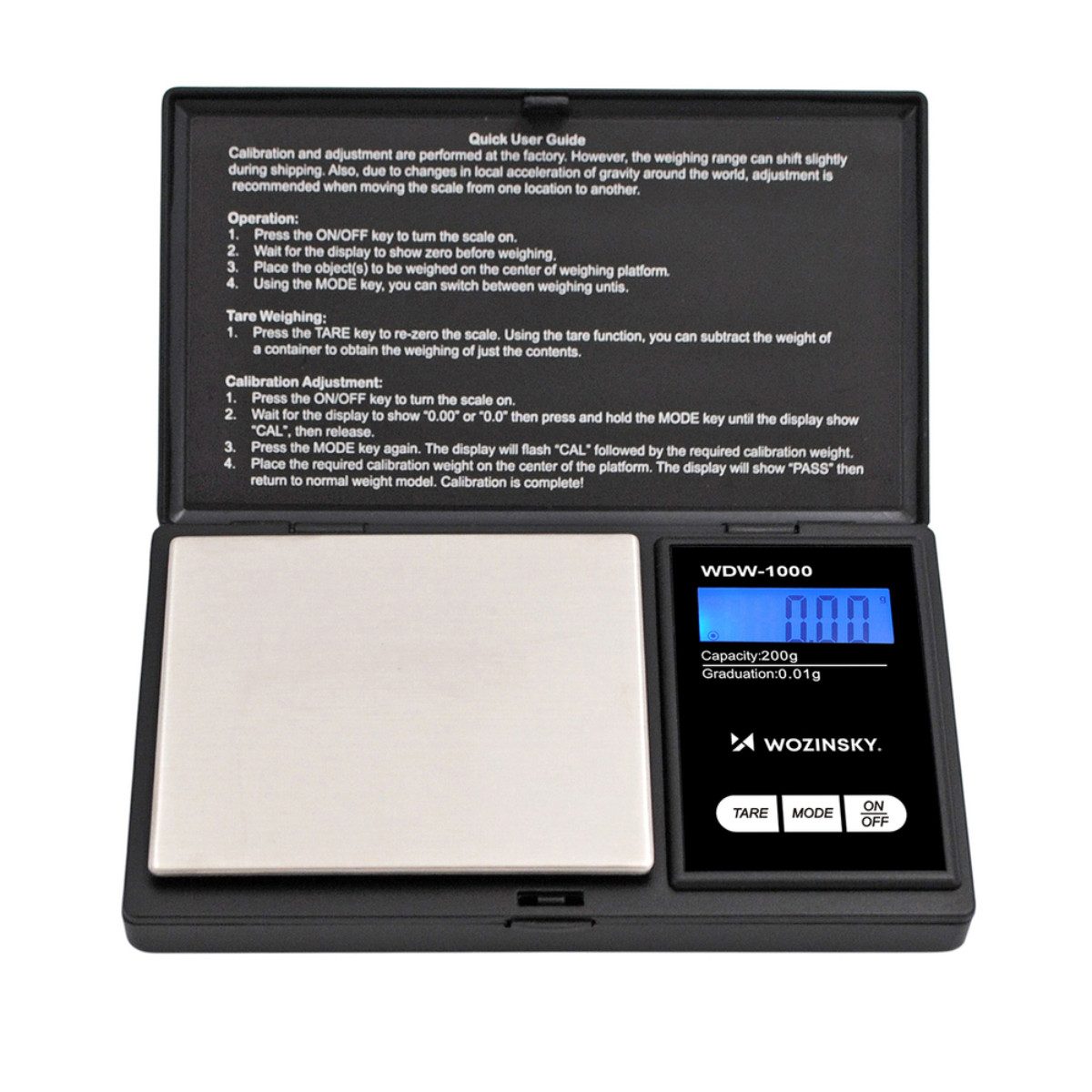 Wozinsky Feinwaage WDW-1000, 0,01 g Präzision mit LCD Beleuchtung
