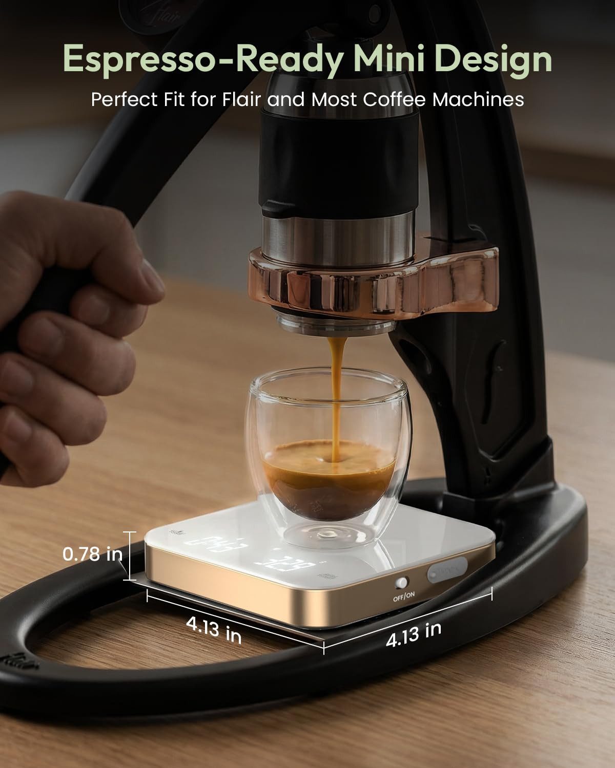 Maestri House Küchenwaage K112 Espressowaage mit Auto-Timer, 0,1 g / 2 kg, (1-tlg., Glasoberfläche für Espresso und Pour Over), Touch-Bedienung, USB-C, Tara, St – Bild 3 von 5