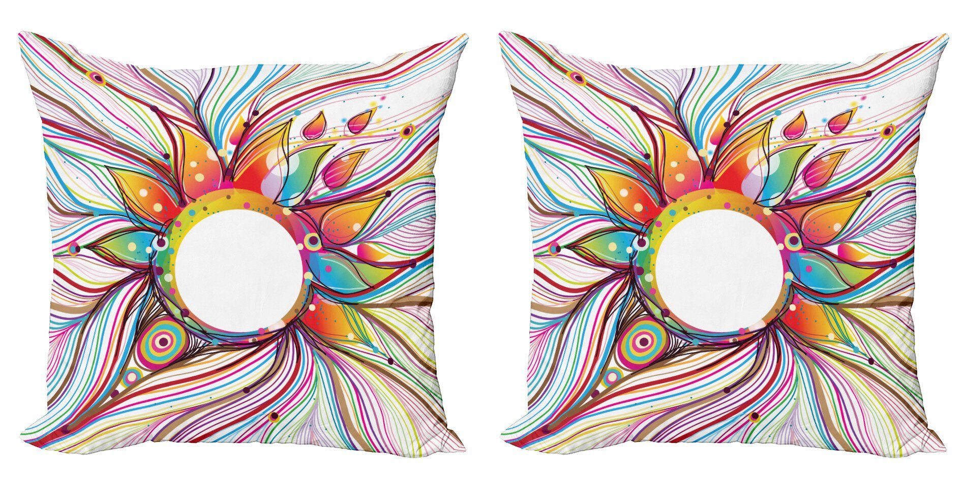 Kissenbezüge Modern Accent Doppelseitiger Blumen-Blüten (2 Stück), Digitaldruck, Abstrakt Abakuhaus Wellenförmige