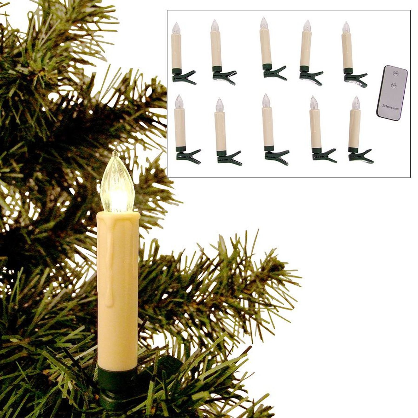 BURI Lichterkette LED Weihnachtsbaumkerzen 10er-Set Baumkerzen kabellos Beleuchtung. € 15,99, (€ 15,99 pro 1 Stk).