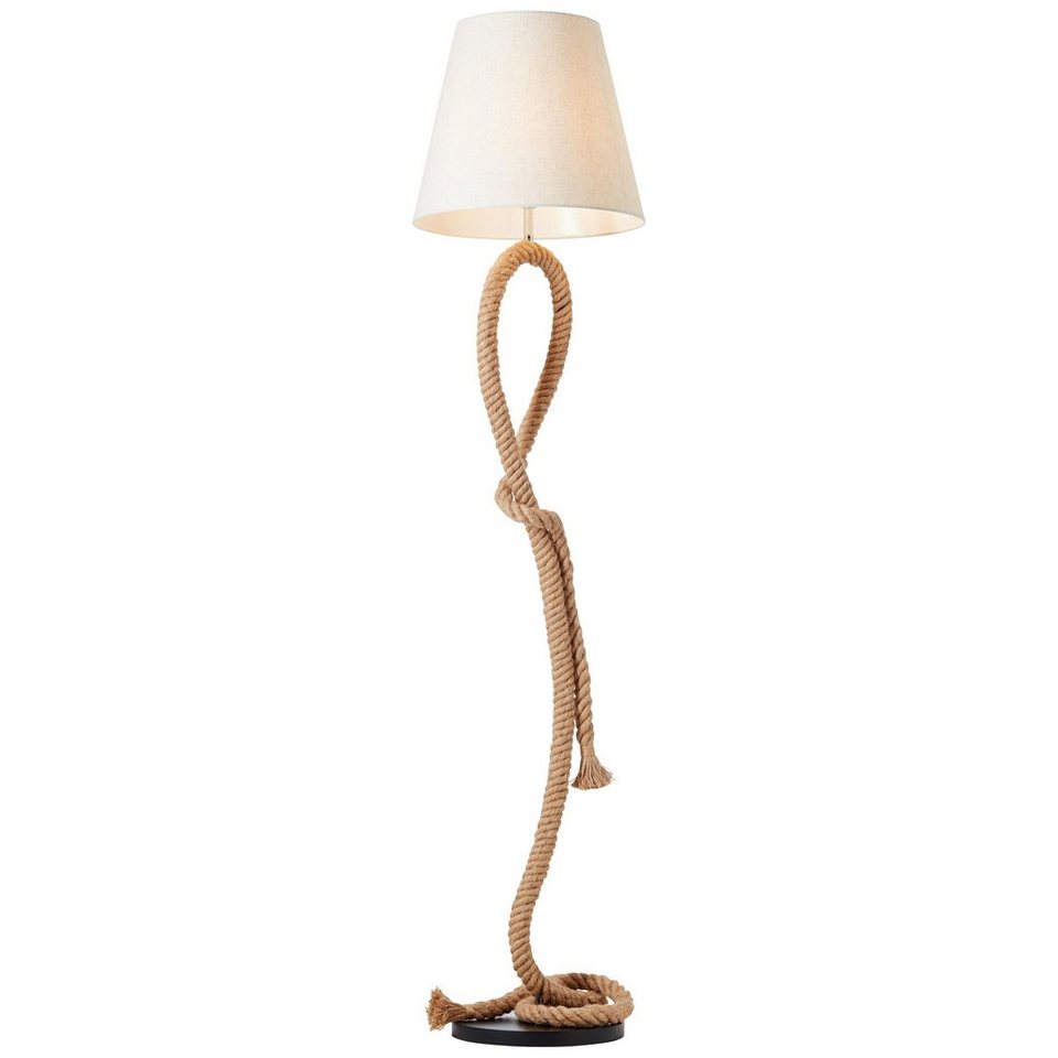 Brilliant Stehlampe Sailor, ohne Leuchtmittel, 175 cm Höhe, Ø 40 cm, E27,  Seil/Textil/Metall, natur/weiß