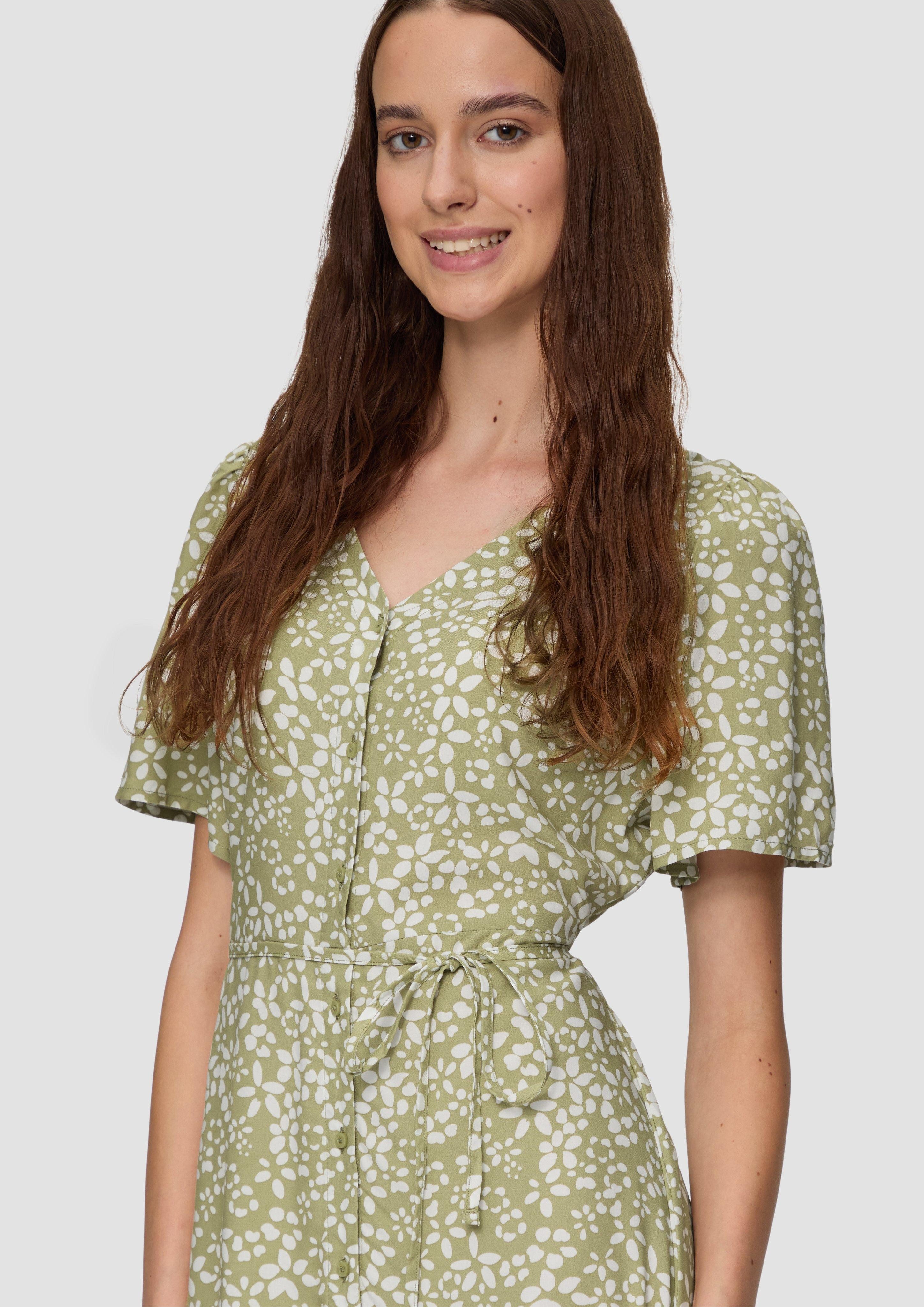 QS Maxikleid Antailliertes Viskosekleid mit All-over-Print günstig online kaufen