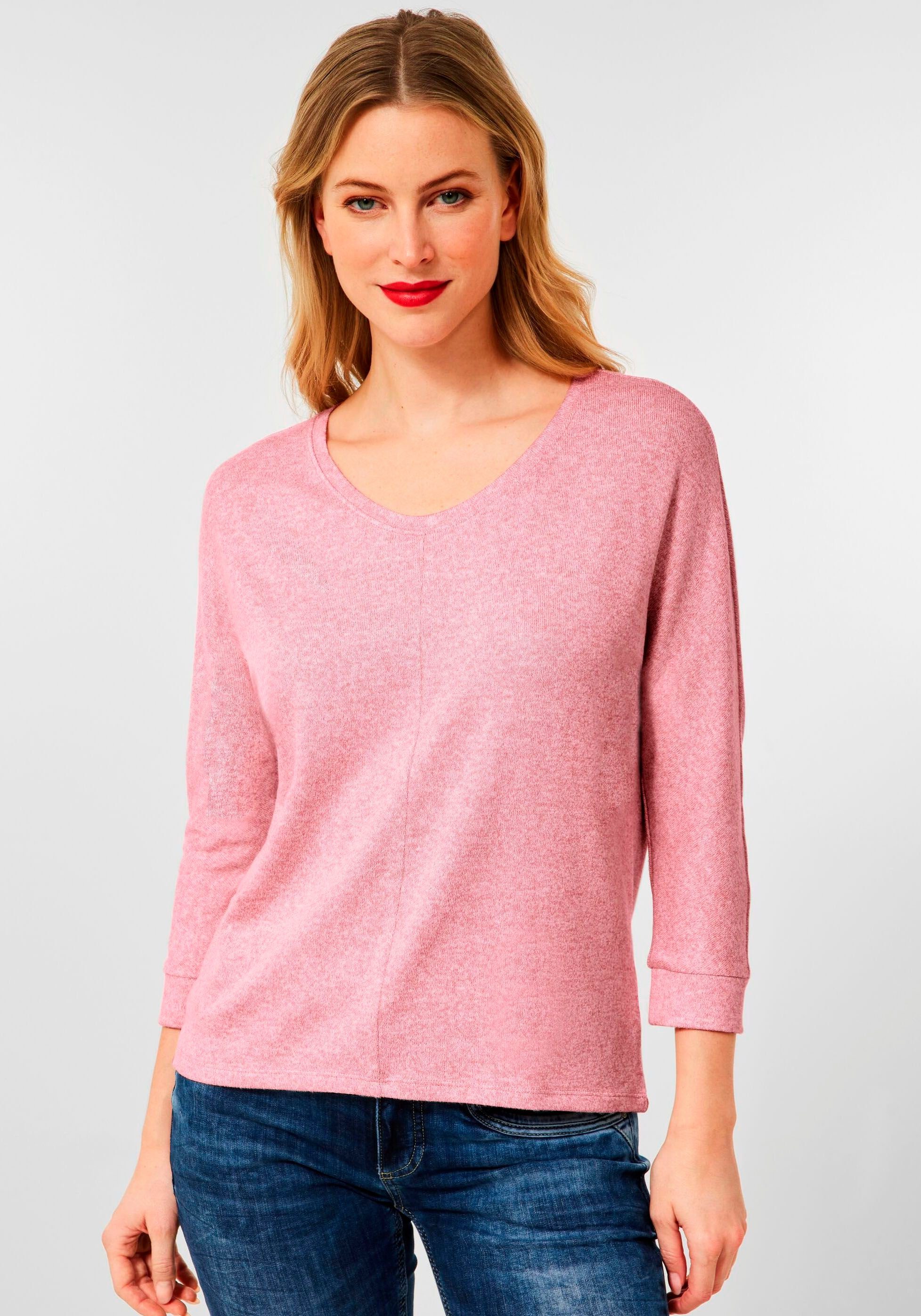 Ehrlicher Kauf STREET ONE 3/4-Arm-Shirt Style Ellen in rose winter Melange-Optik melange