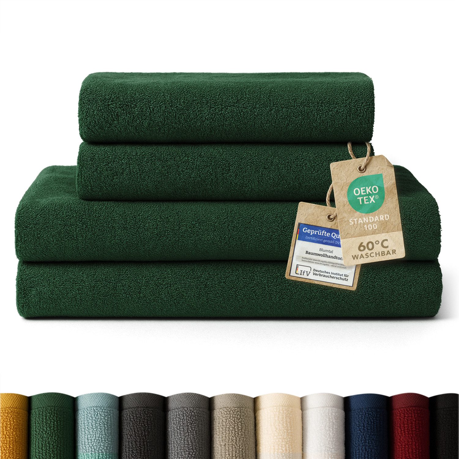Blumtal Handtuch Set Premium 4/6-tlg. Frottier Dusch- (70x140 cm) & Handtuch (50x100 cm), Frottee (Set, 4-St), 100% Baumwolle, Oeko-TEX Zertifiziert