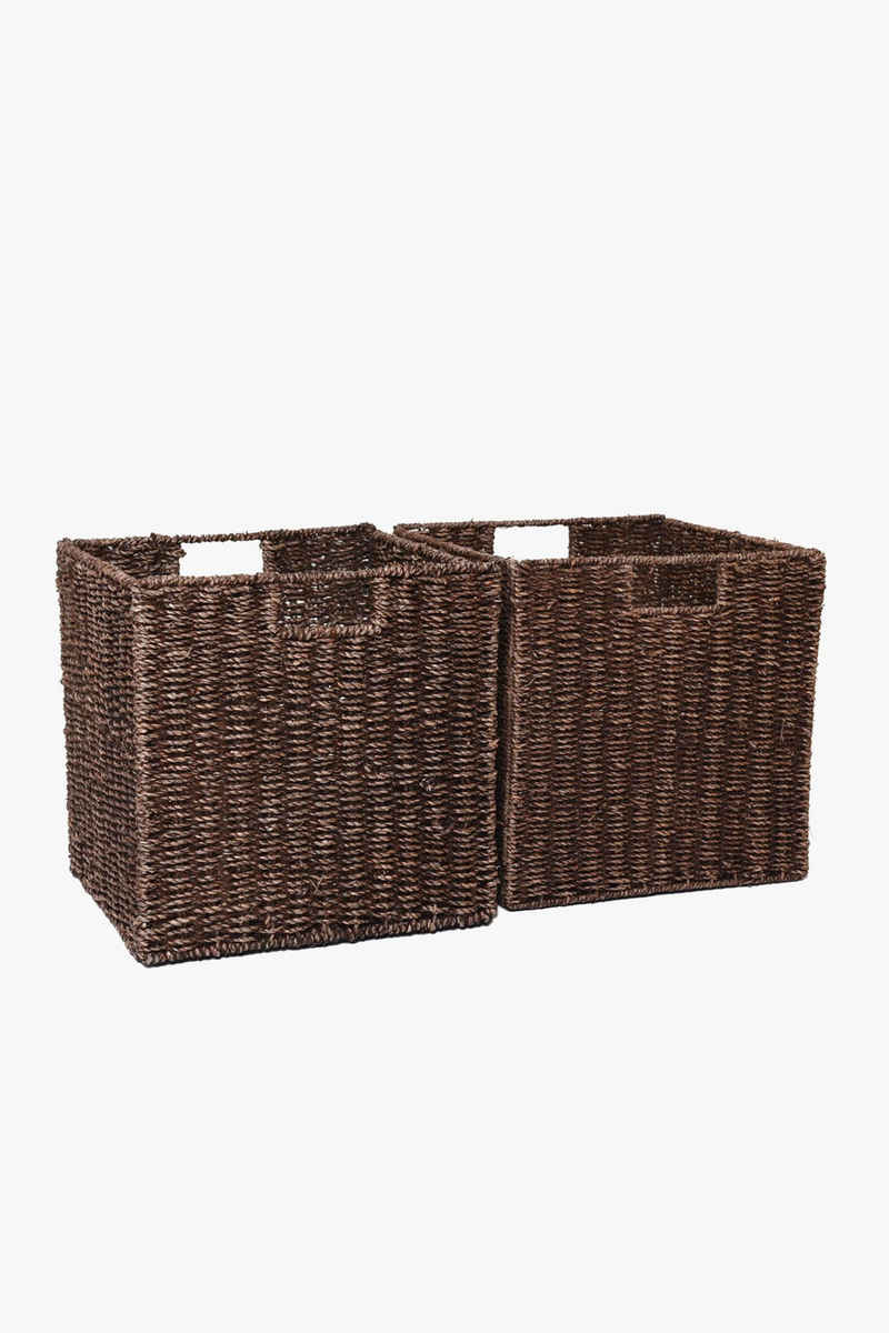 VIVANNO Regalkorb 2er Set Regalkorb Schrankkorb Seegras "Segra", Braun - 30x32x32 cm