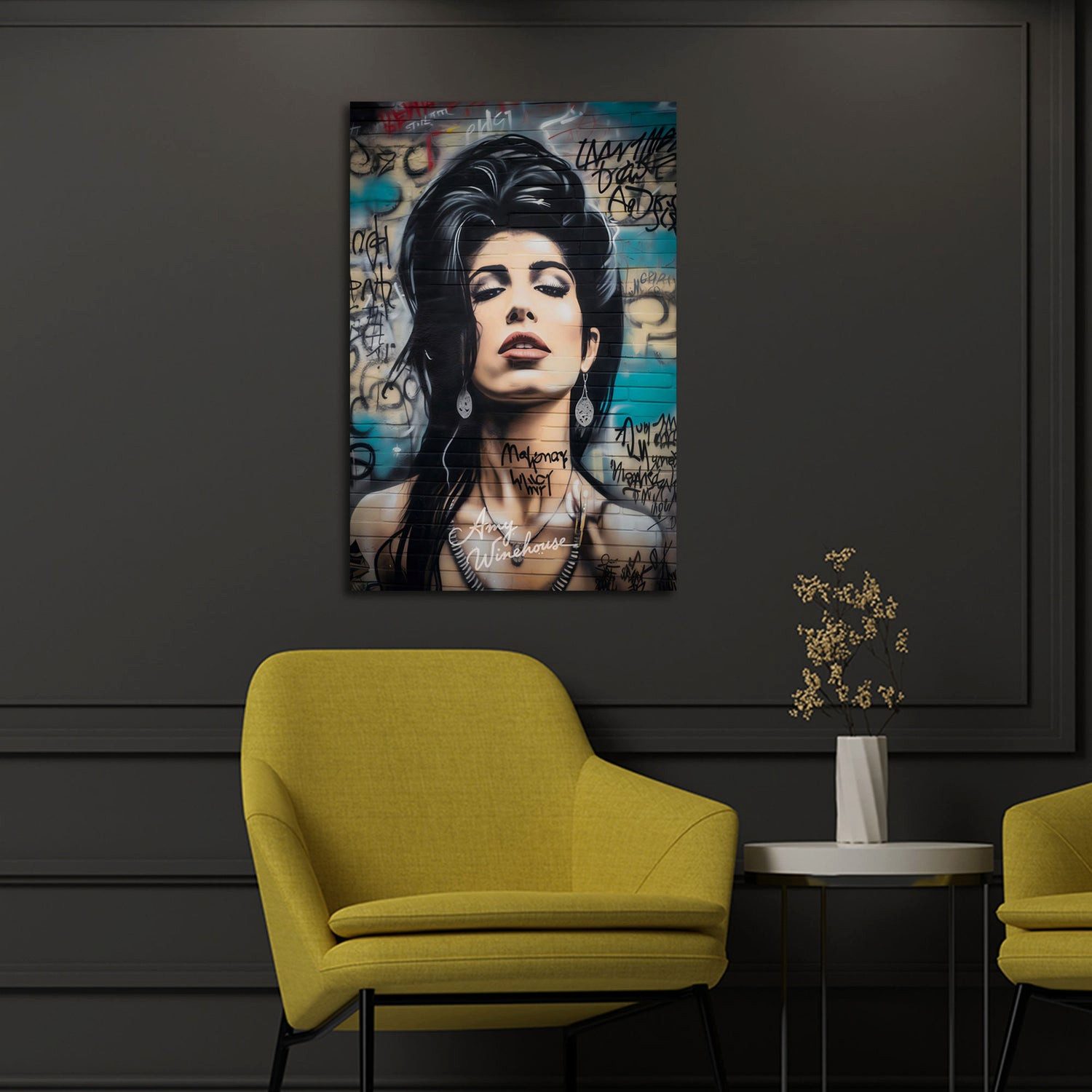 Artedinoi Leinwandbild Graffiti Frau Musikerin Ikone Ausdruck Wandbild Leinwandbild Kunstdruc, Musikerin, Porträt