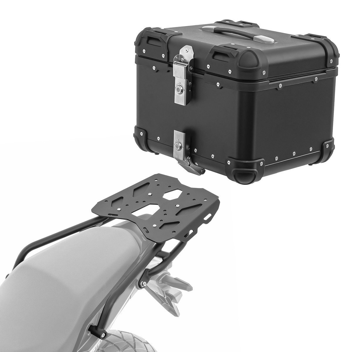 Topcase Set Alu Topcase + Gepäckbrücke für Honda NX 500 24-25 XS45 schwarz