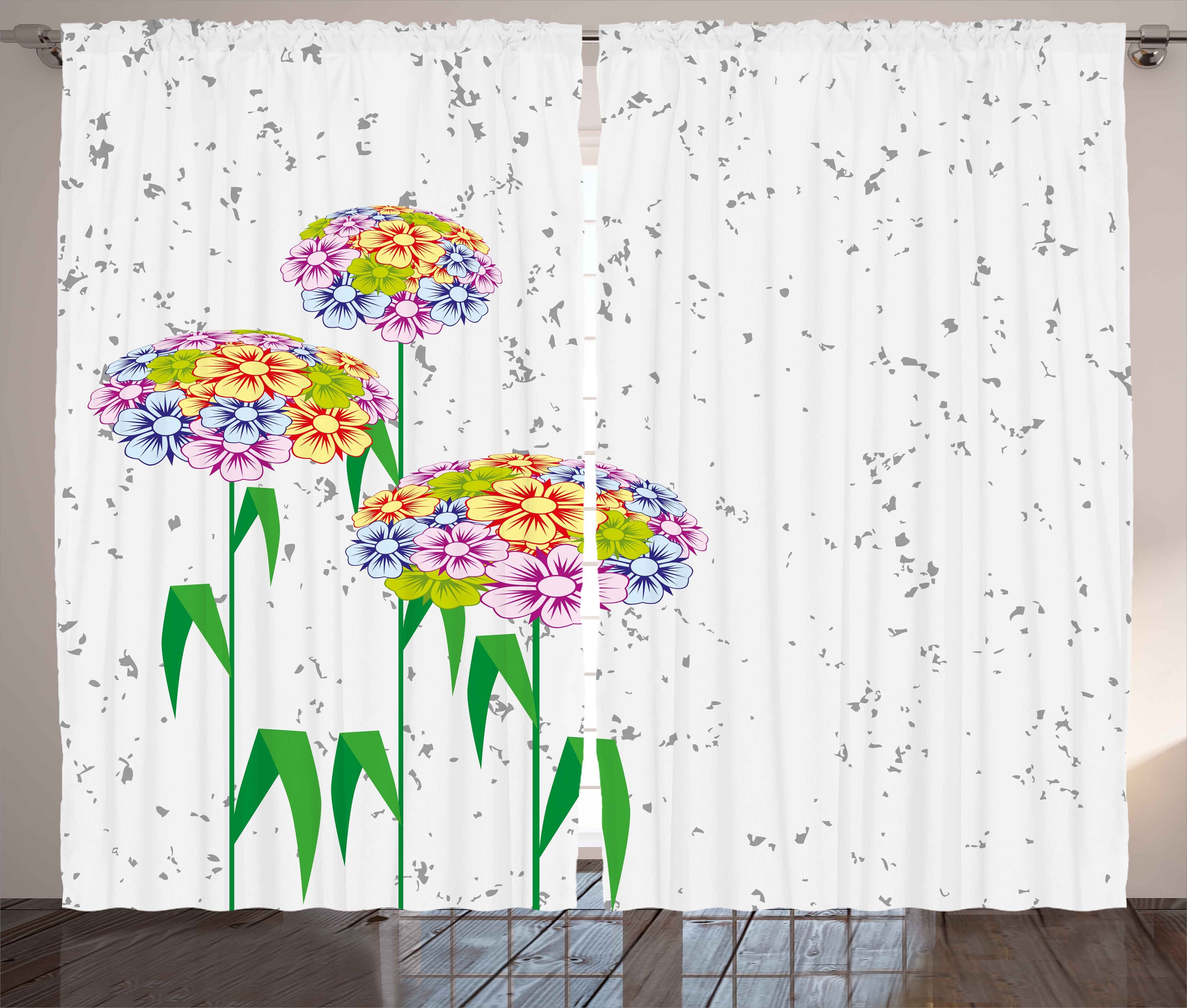 Schlafzimmer Vorhang Schlaufen mit Haken, Bunte und Kräuselband Abakuhaus, Blumen Gardine Gänseblümchen-Grafik