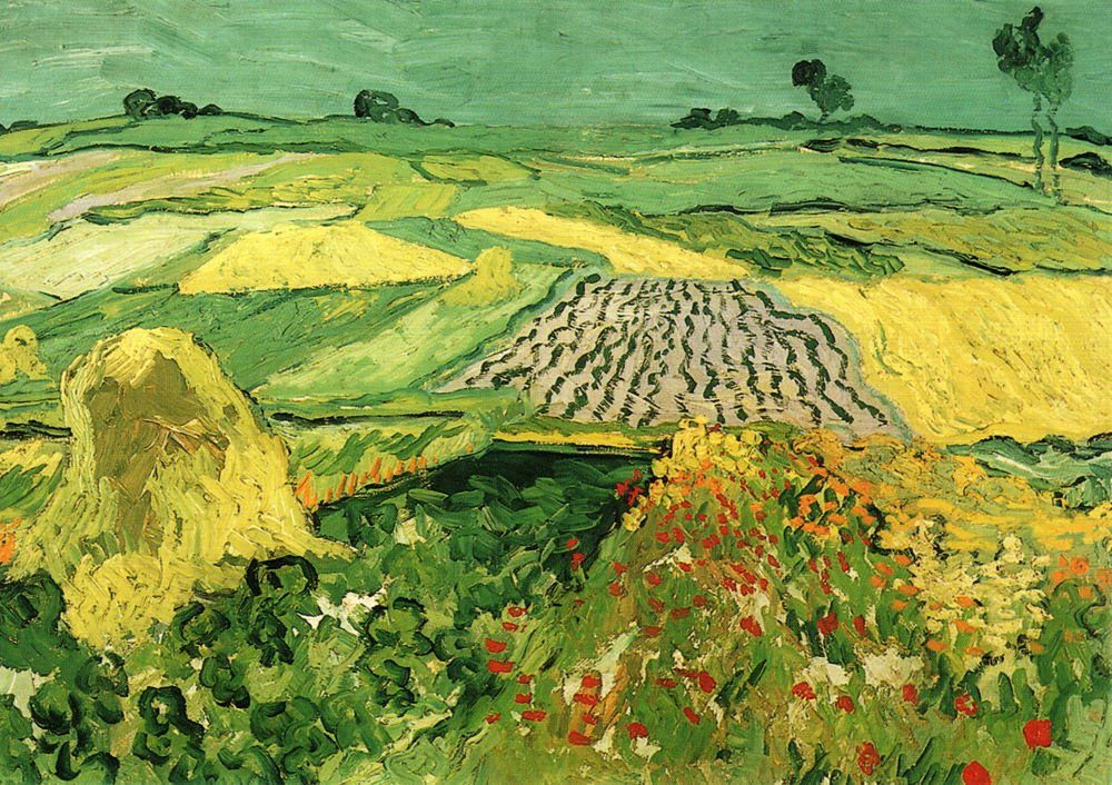 Postkarte Kunstkarte Vincent van Gogh "Die Ebene bei Auvers"